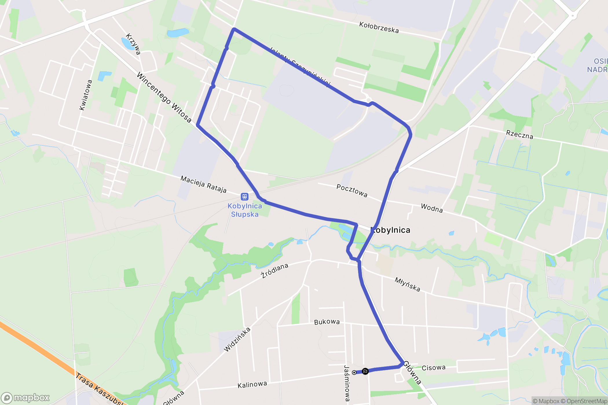 Kobylnica: mapa trasy - Poland