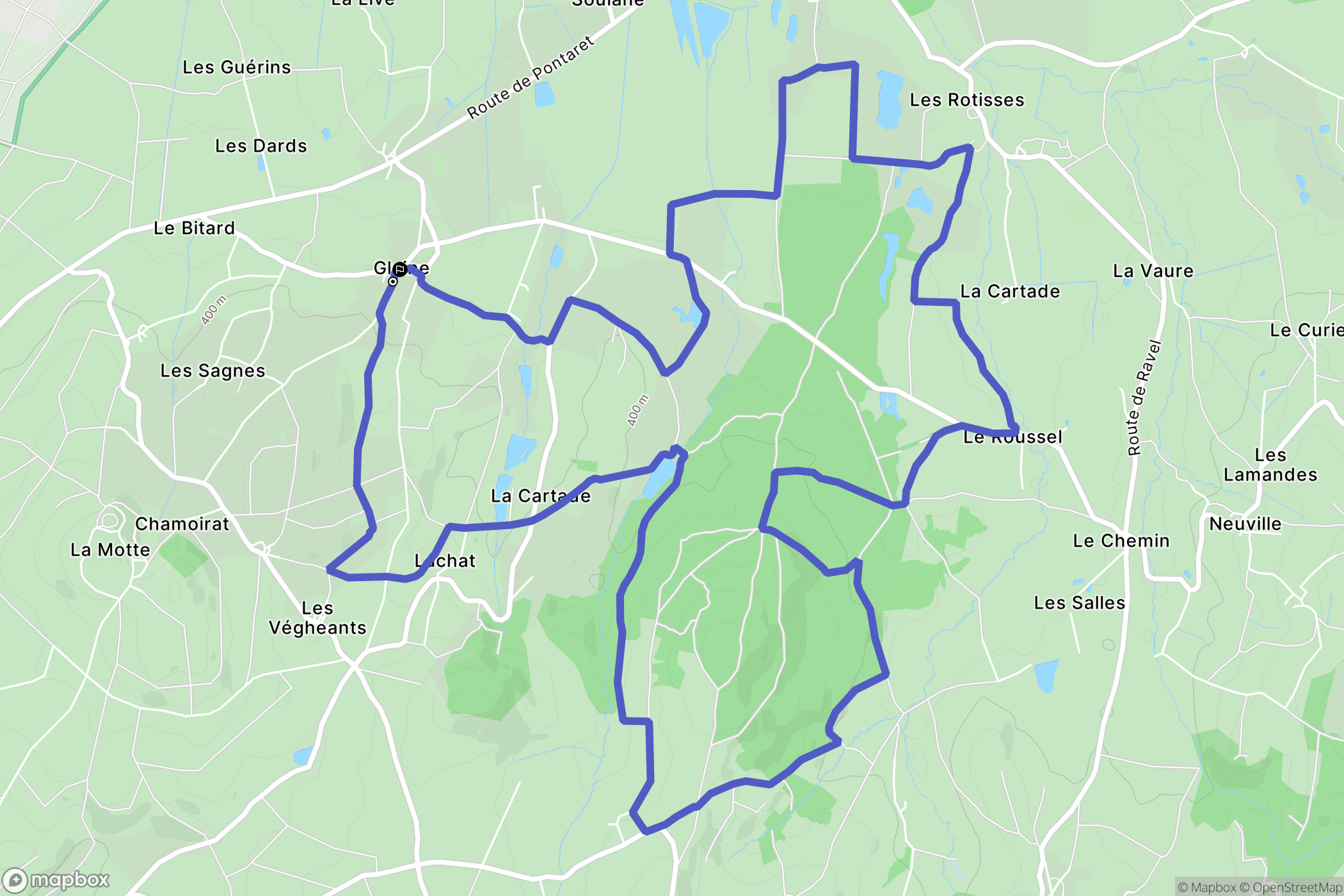 Glaine-Montaigut : carte du parcours de randonnée - France