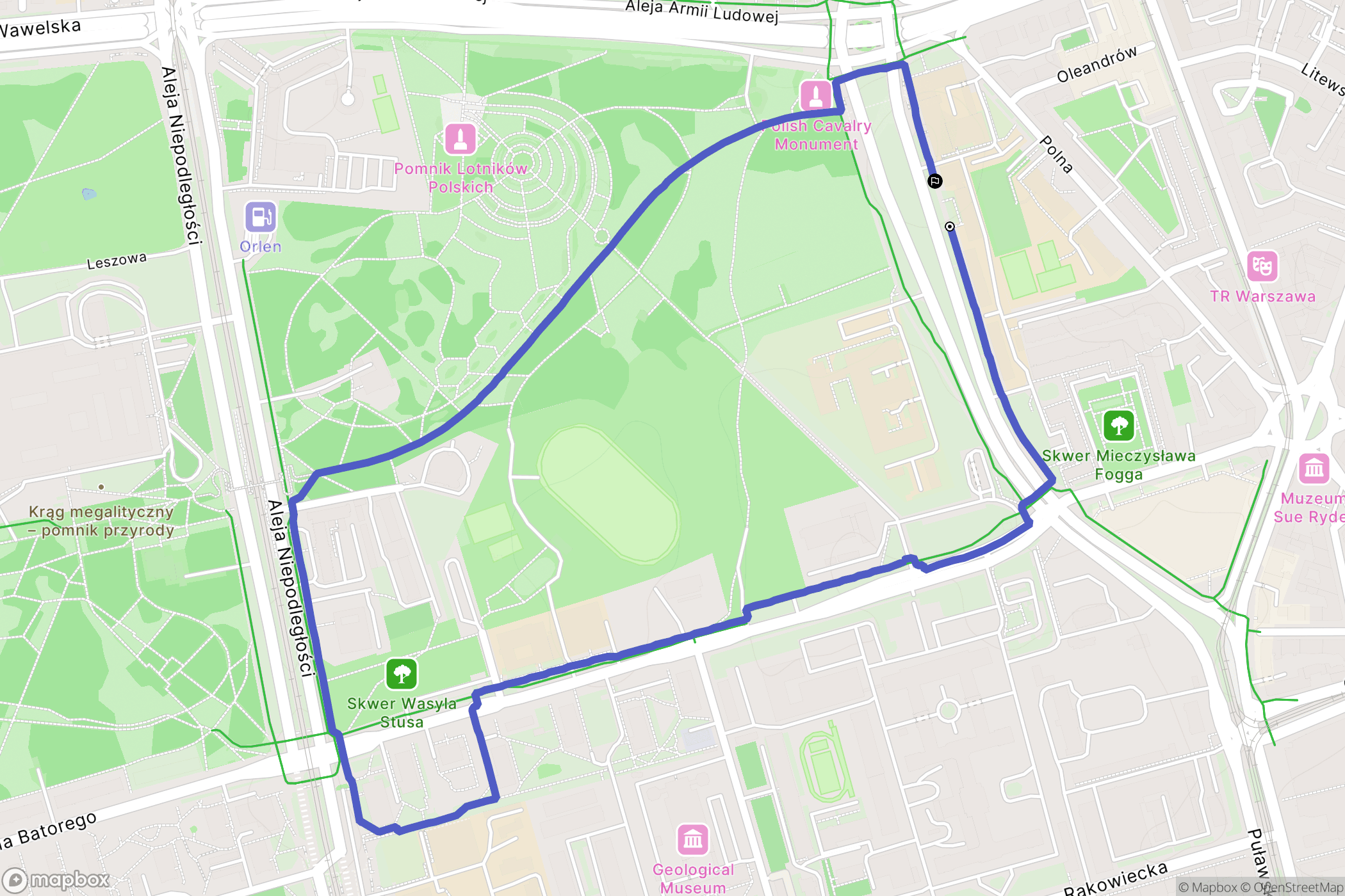 Warszawa: mapa trasy - Poland
