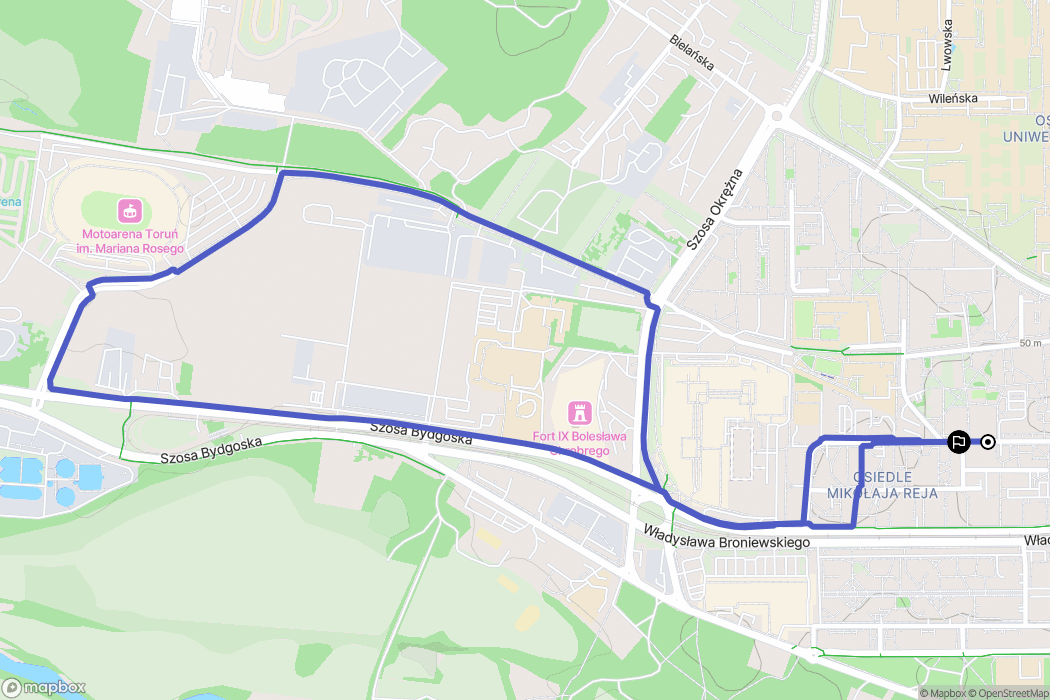 Toruń: mapa trasy - Poland