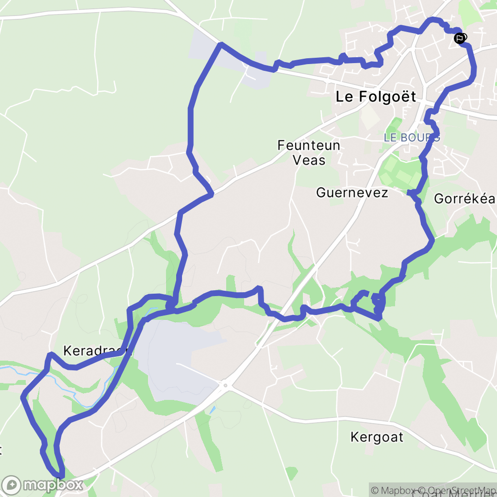 Le Folgoët : carte du parcours de randonnée - France