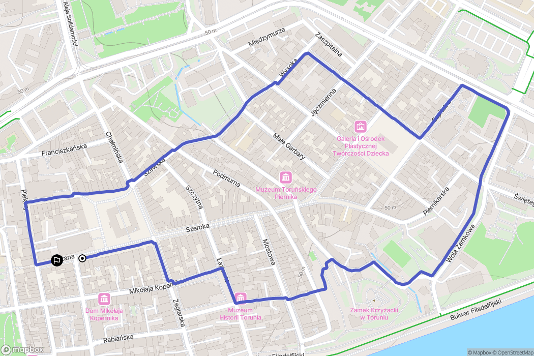 Toruń: mapa trasy - Poland