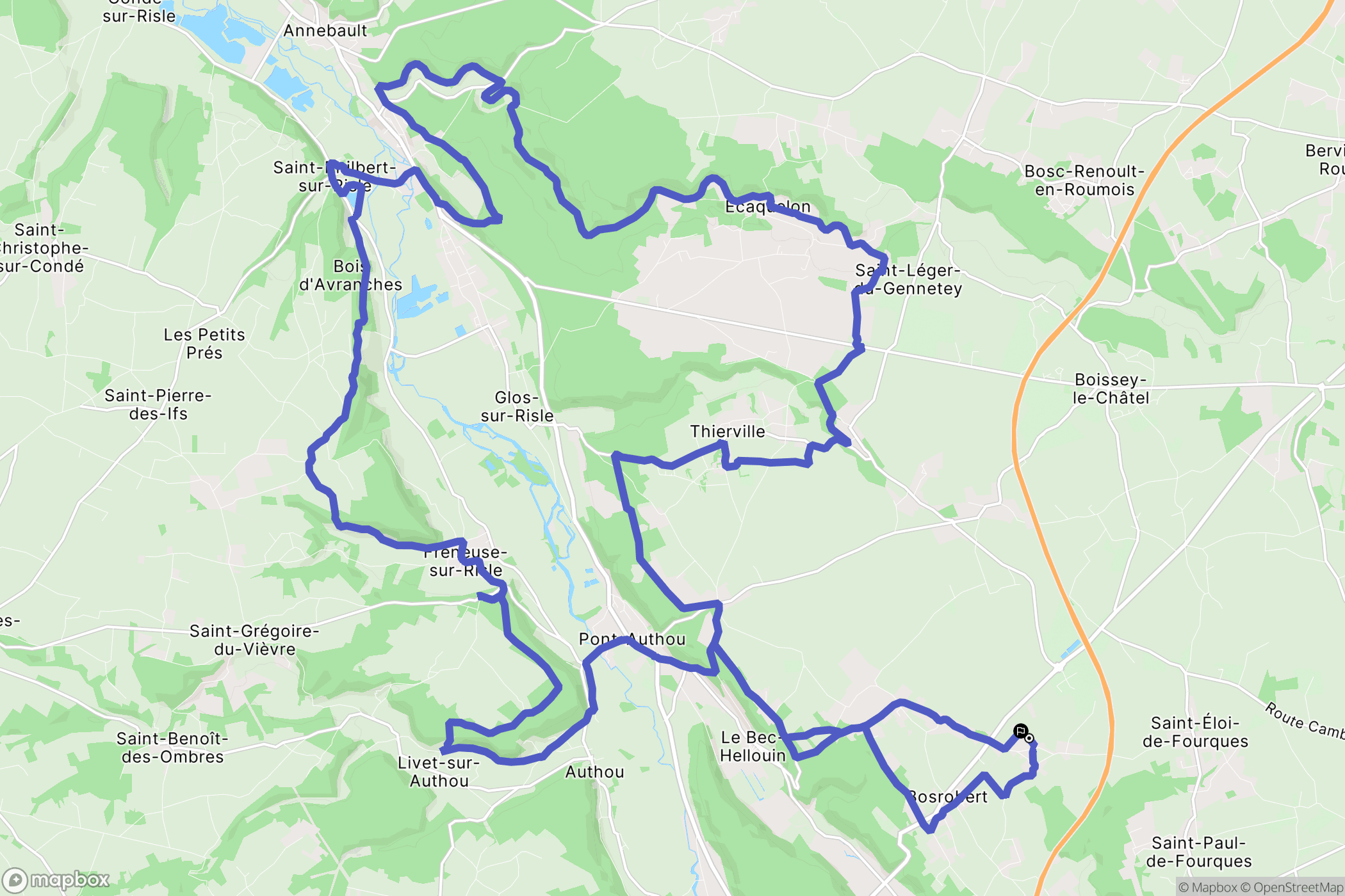 Bosrobert : carte du parcours de randonnée - France