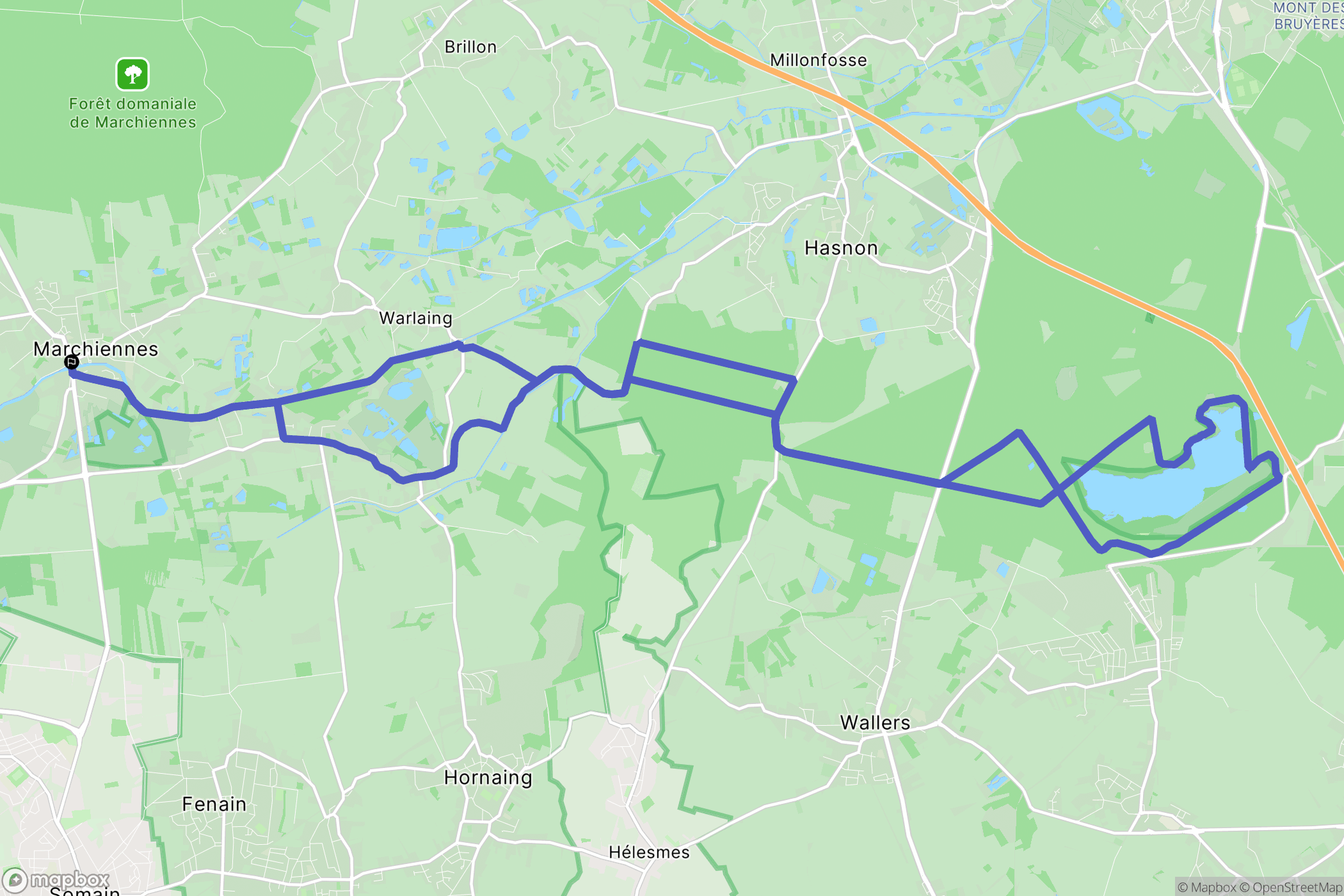 Marchiennes : carte du parcours de randonnée - France