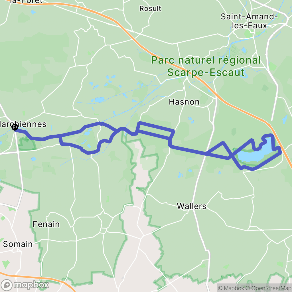 Marchiennes : carte du parcours de randonnée - France