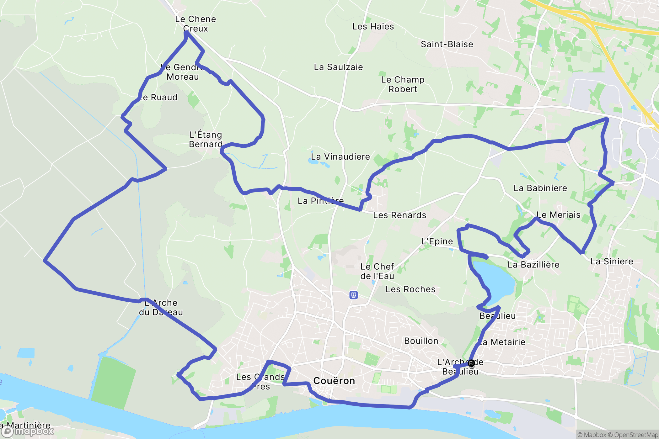 Couëron : carte du parcours de randonnée - France