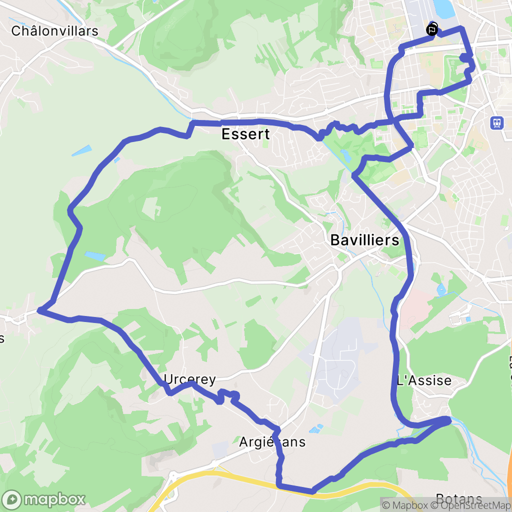 Belfort : carte du parcours de randonnée - France