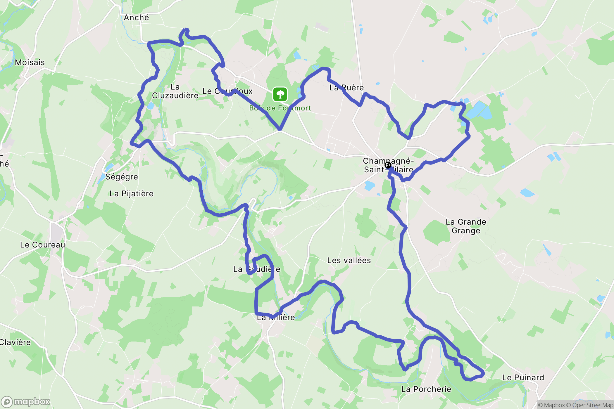 Champagné-Saint-Hilaire : carte du parcours de randonnée - France