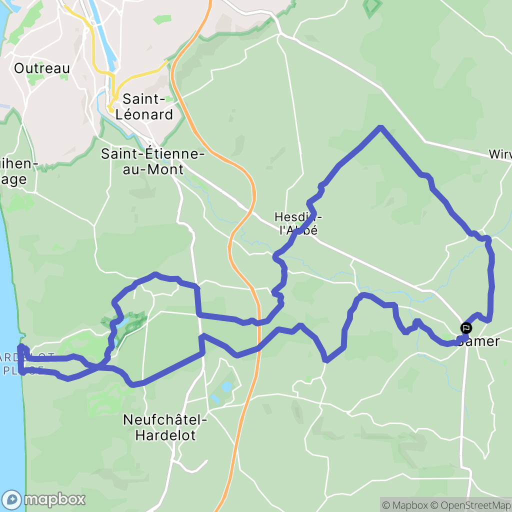 Samer : carte du parcours de randonnée - France