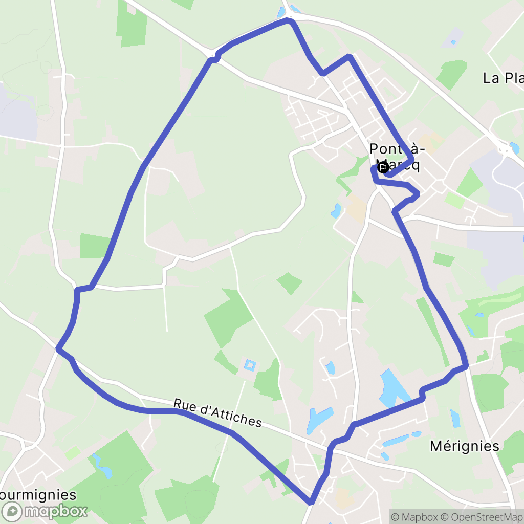 Pont-à-Marcq : carte du parcours de randonnée - France