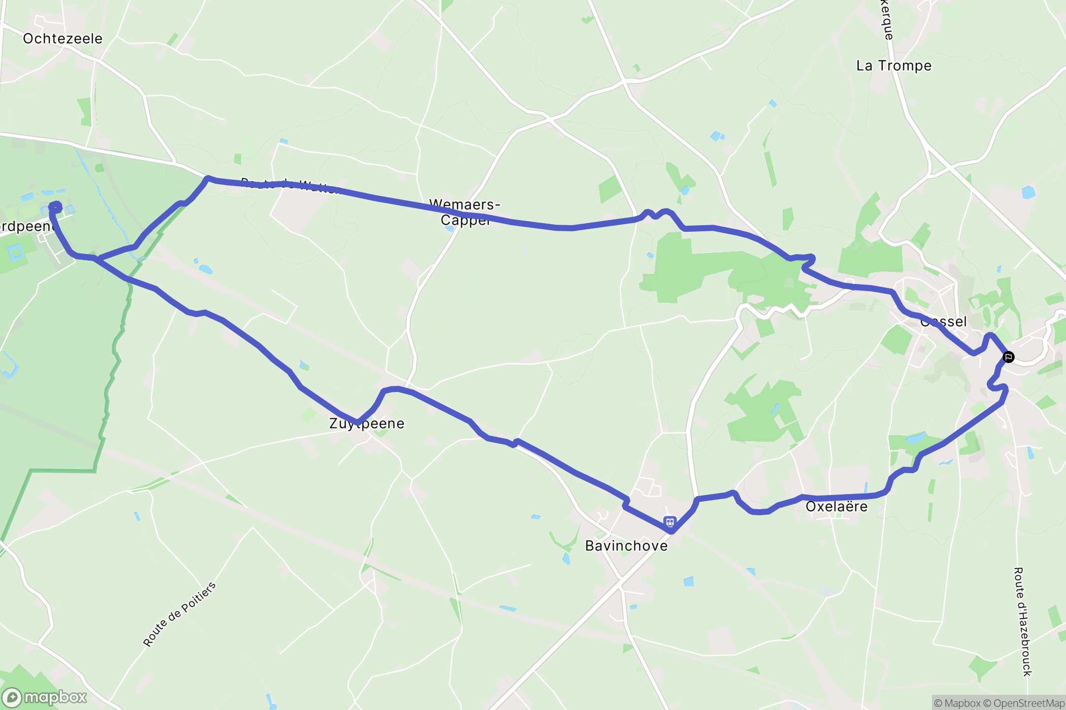 Cassel : carte du parcours de randonnée - France