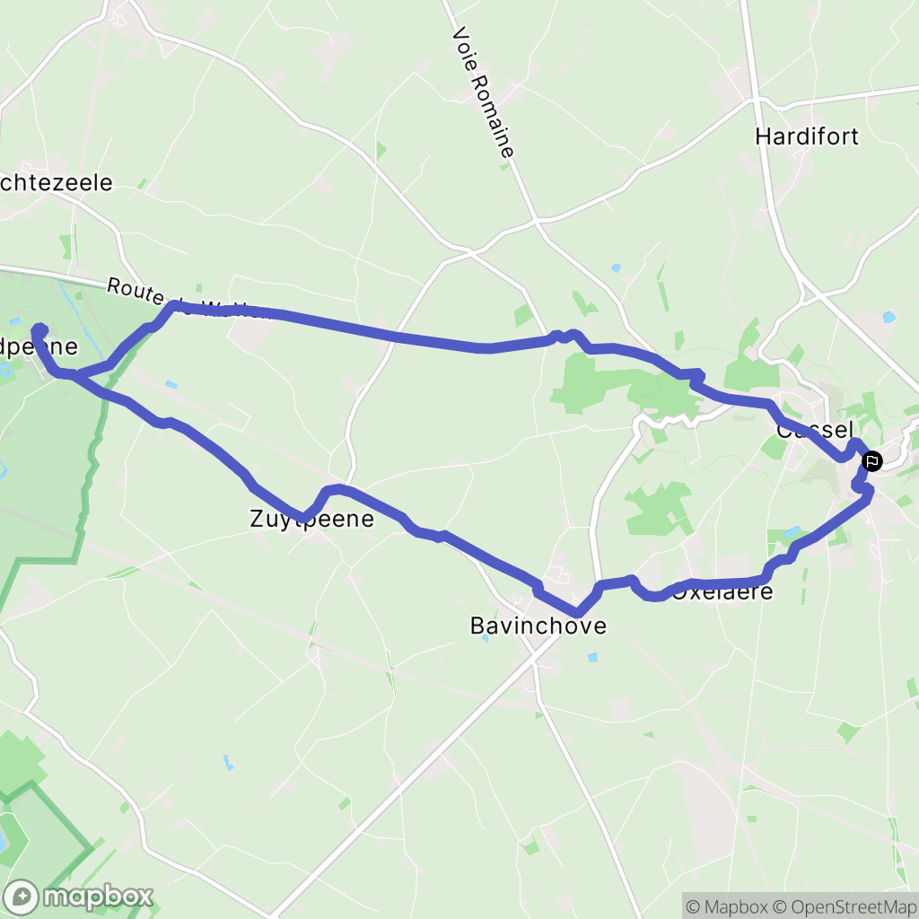 Cassel : carte du parcours de randonnée - France