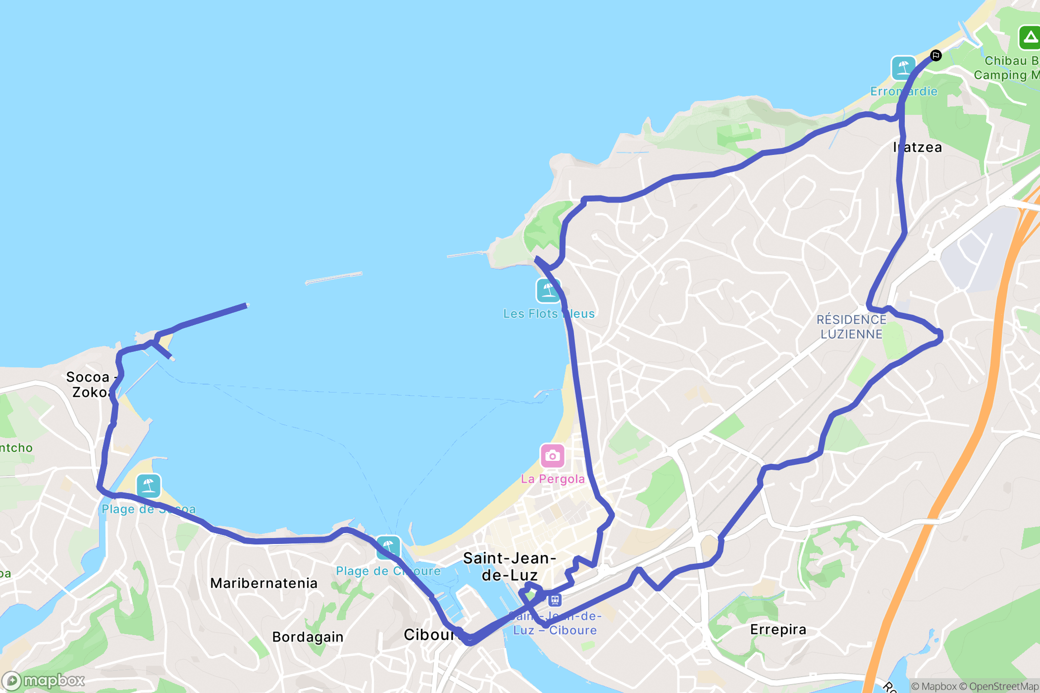 Saint-Jean-de-Luz : carte du parcours de randonnée - France