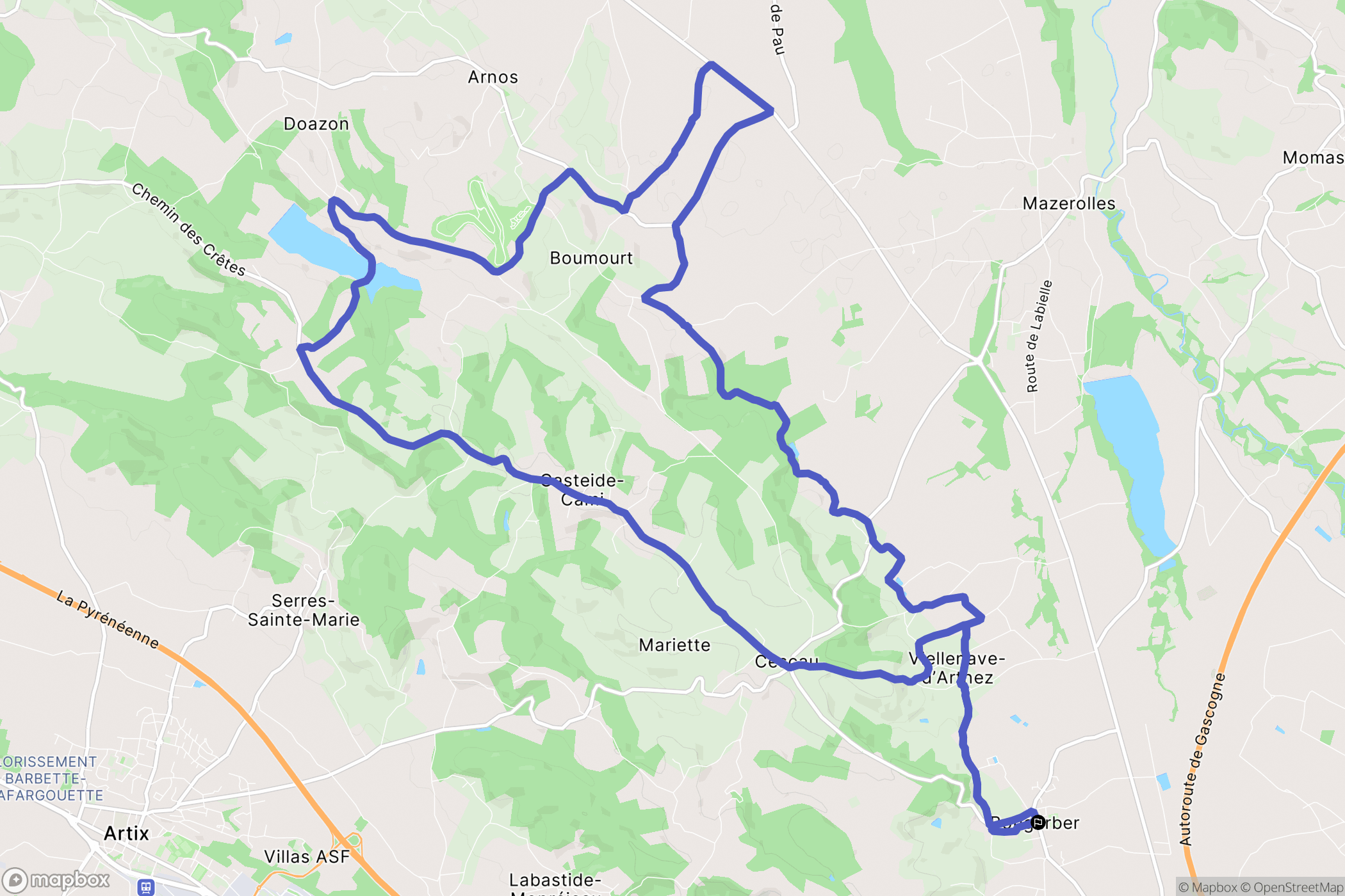 Bougarber : carte du parcours de randonnée - France