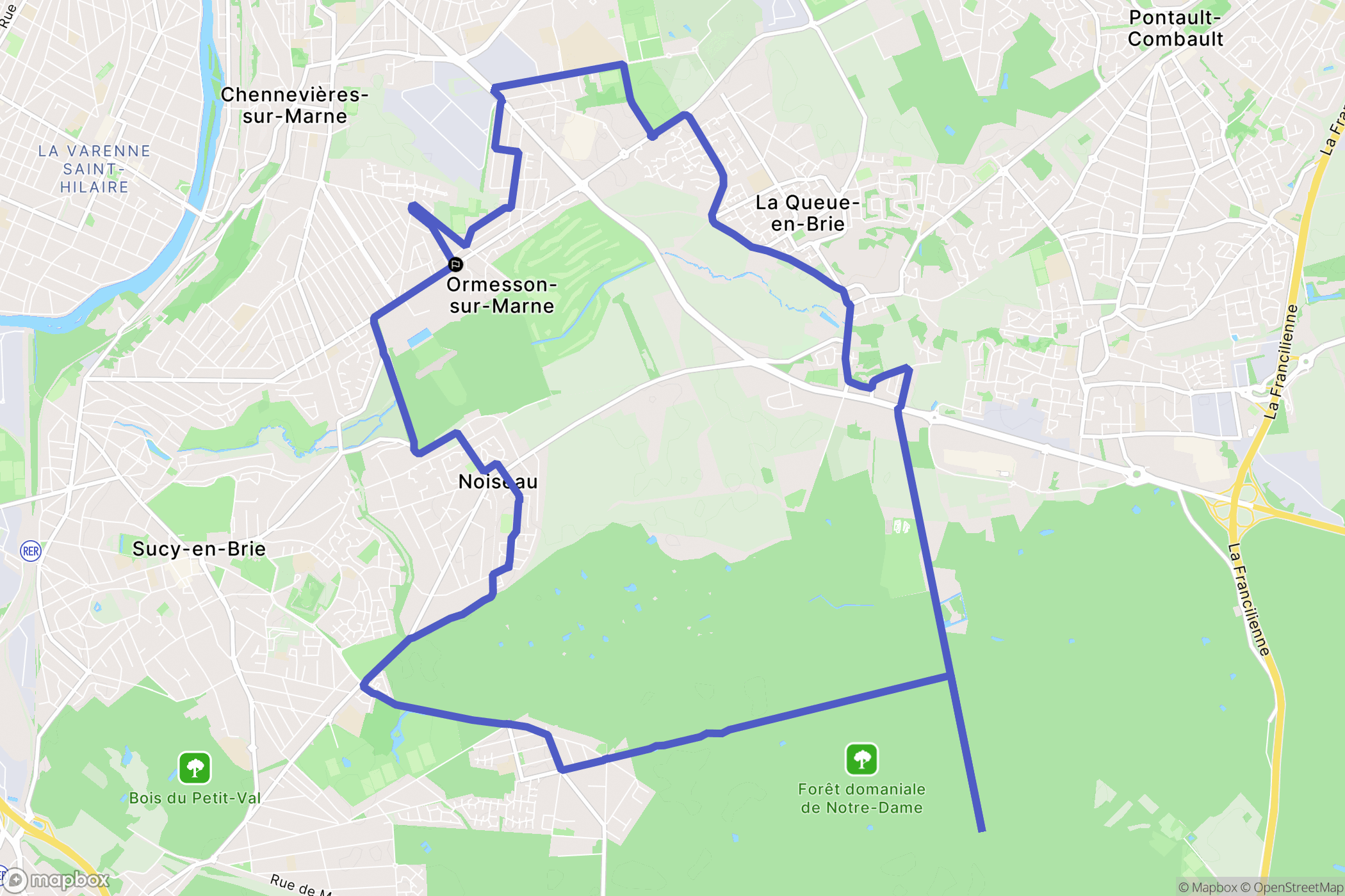 Ormesson-sur-Marne : carte du parcours de randonnée - France