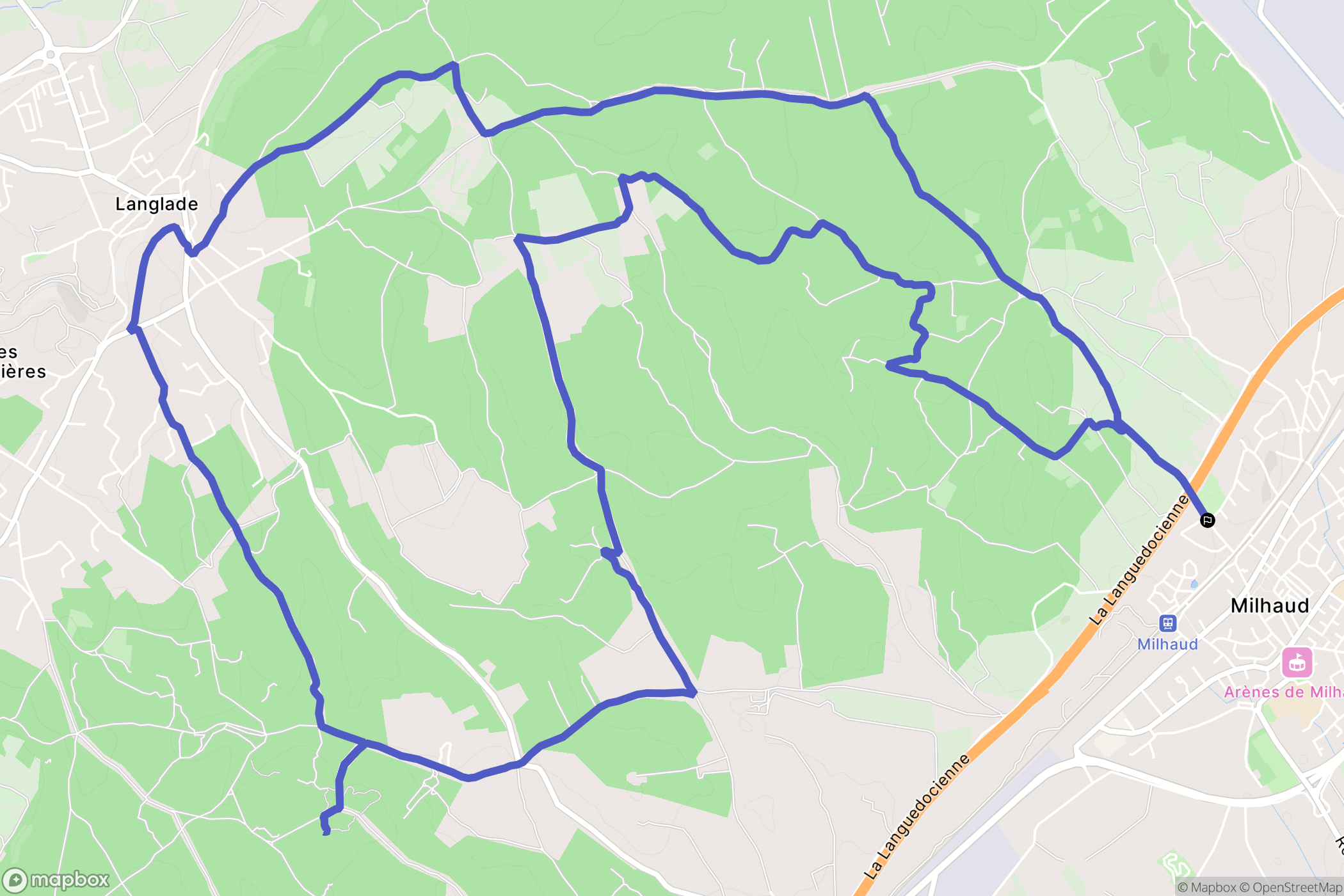 Milhaud : carte du parcours de randonnée - France