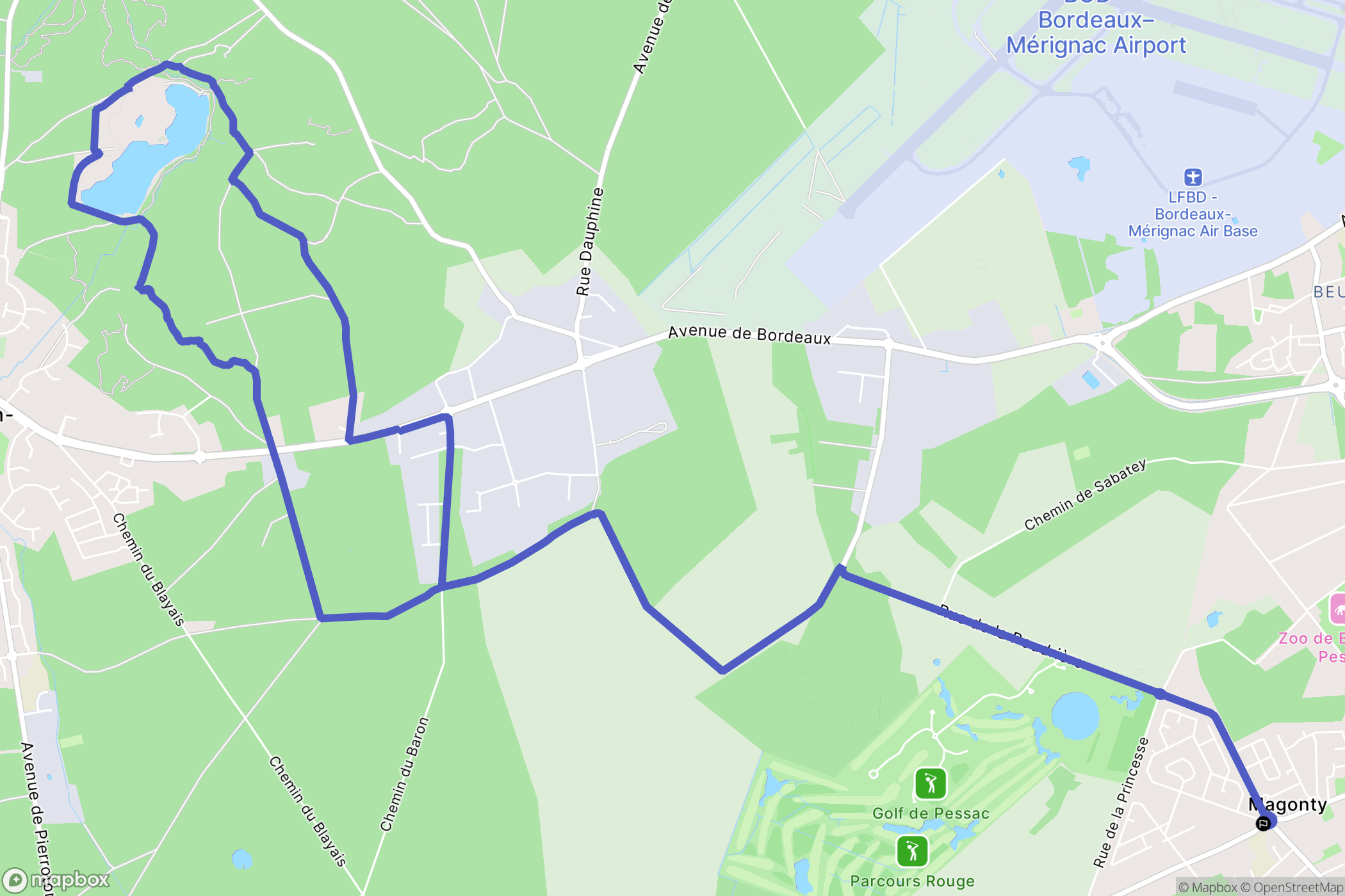Pessac : carte du parcours de randonnée - France