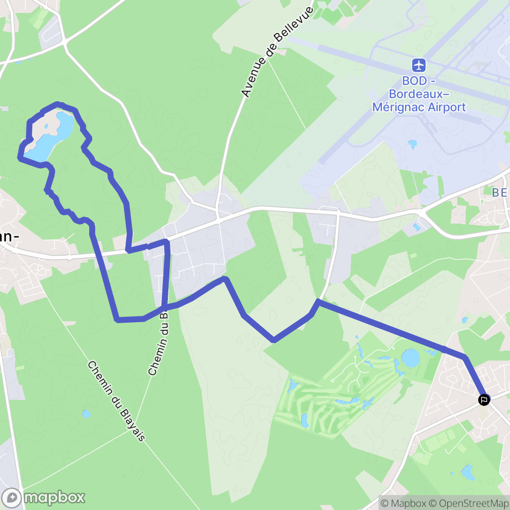 Pessac : carte du parcours de randonnée - France