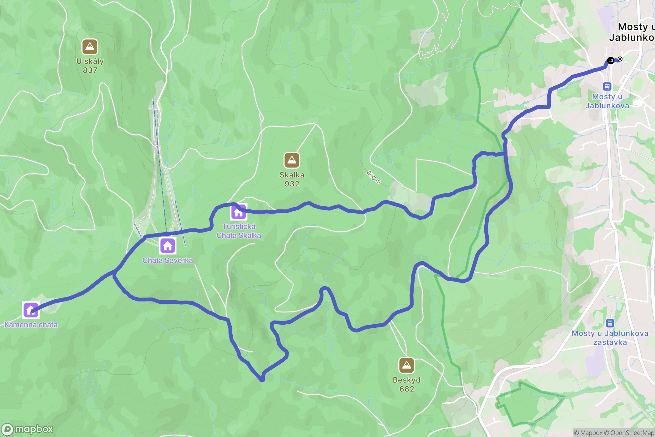 Mosty u Jablunkova: mapa trasy - Czechia