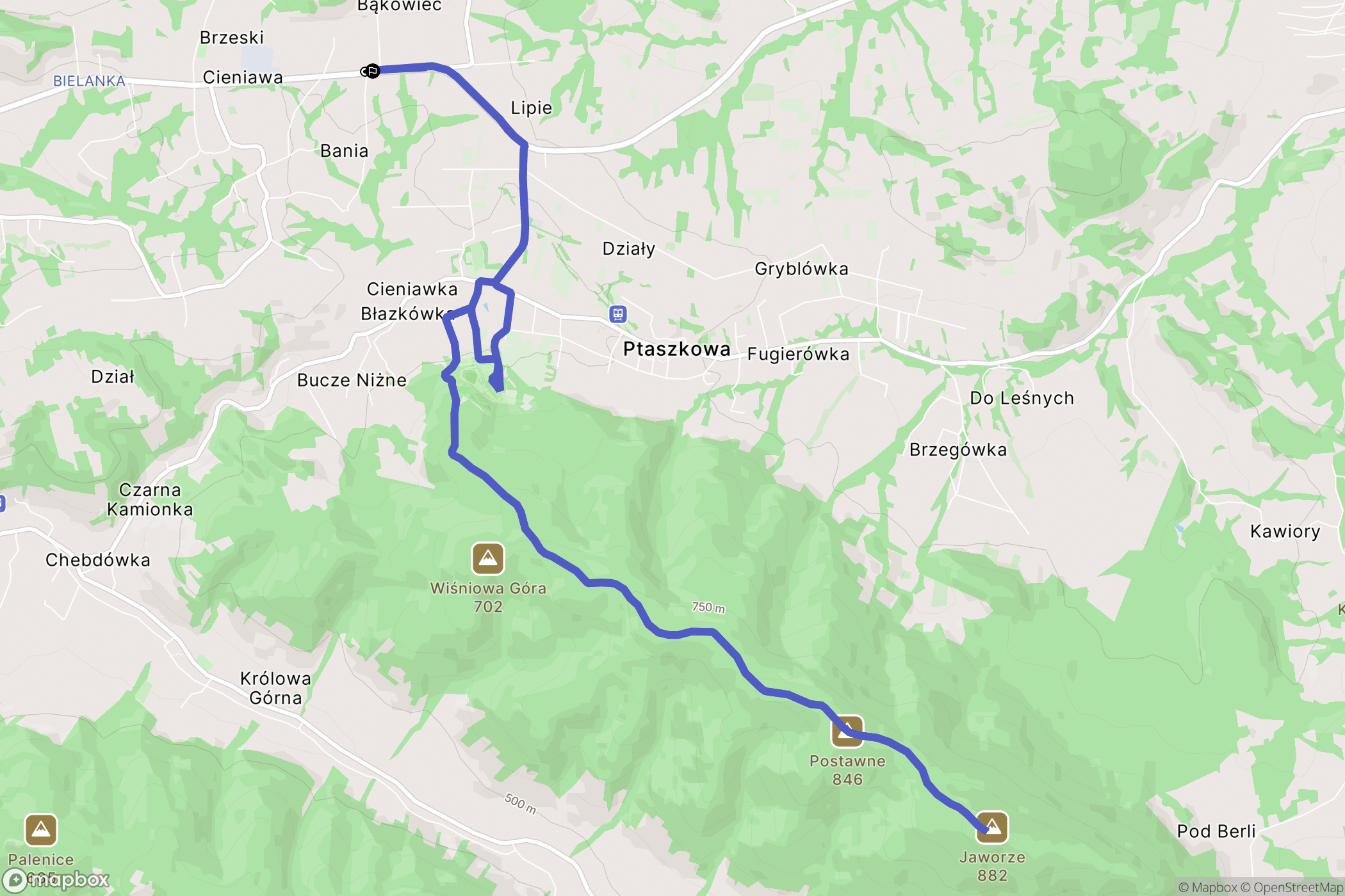 Cieniawa: mapa trasy - Poland
