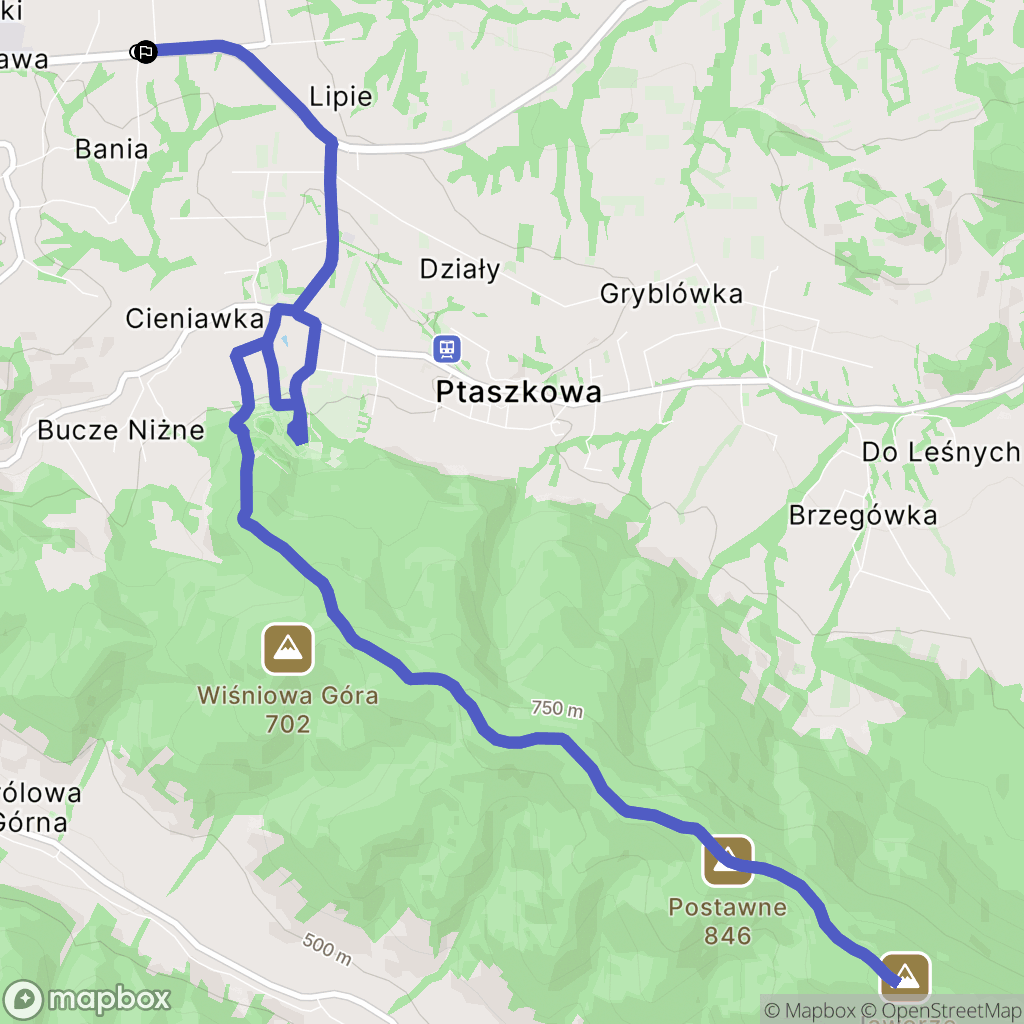 Cieniawa: mapa trasy - Poland