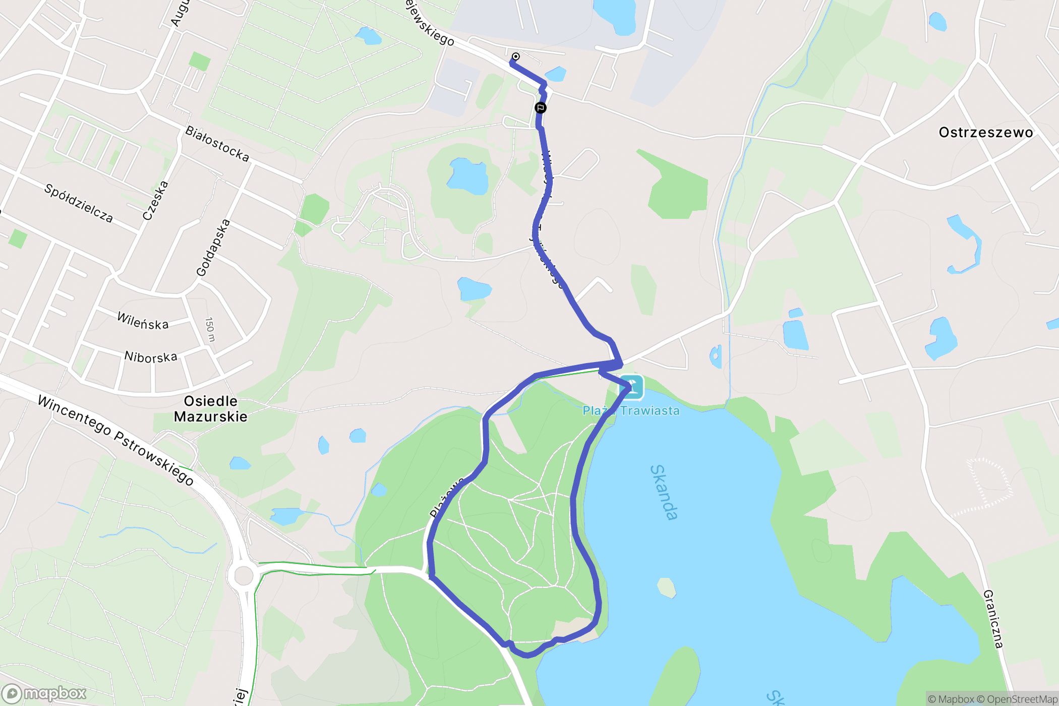 Olsztyn: mapa trasy - Poland