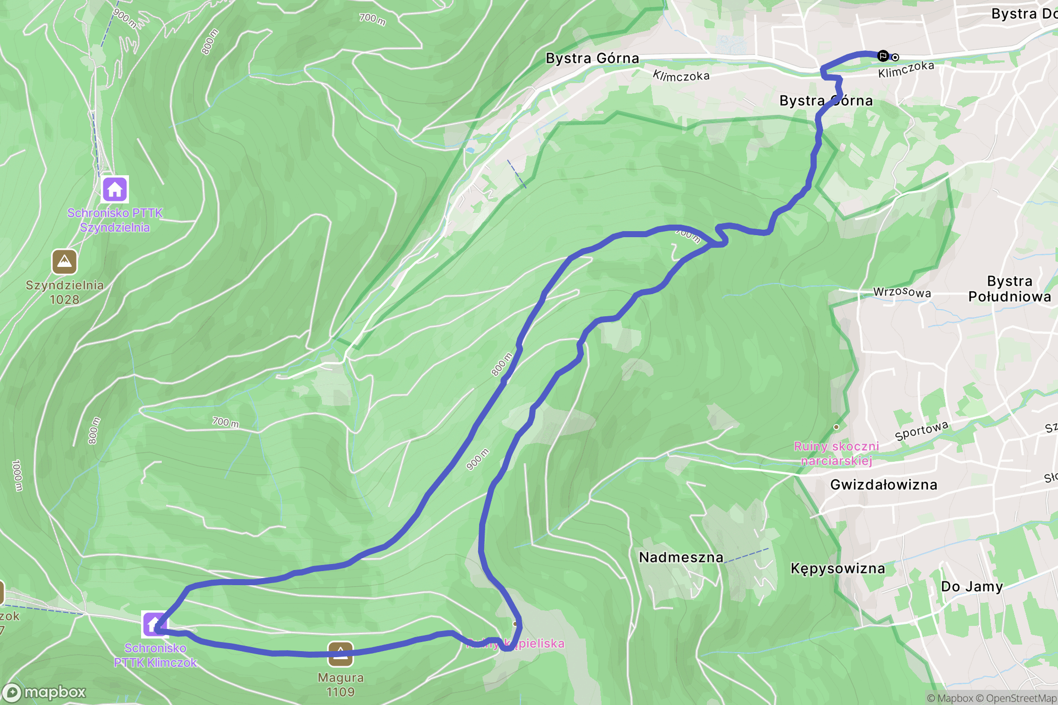 Bystra: mapa trasy - Poland