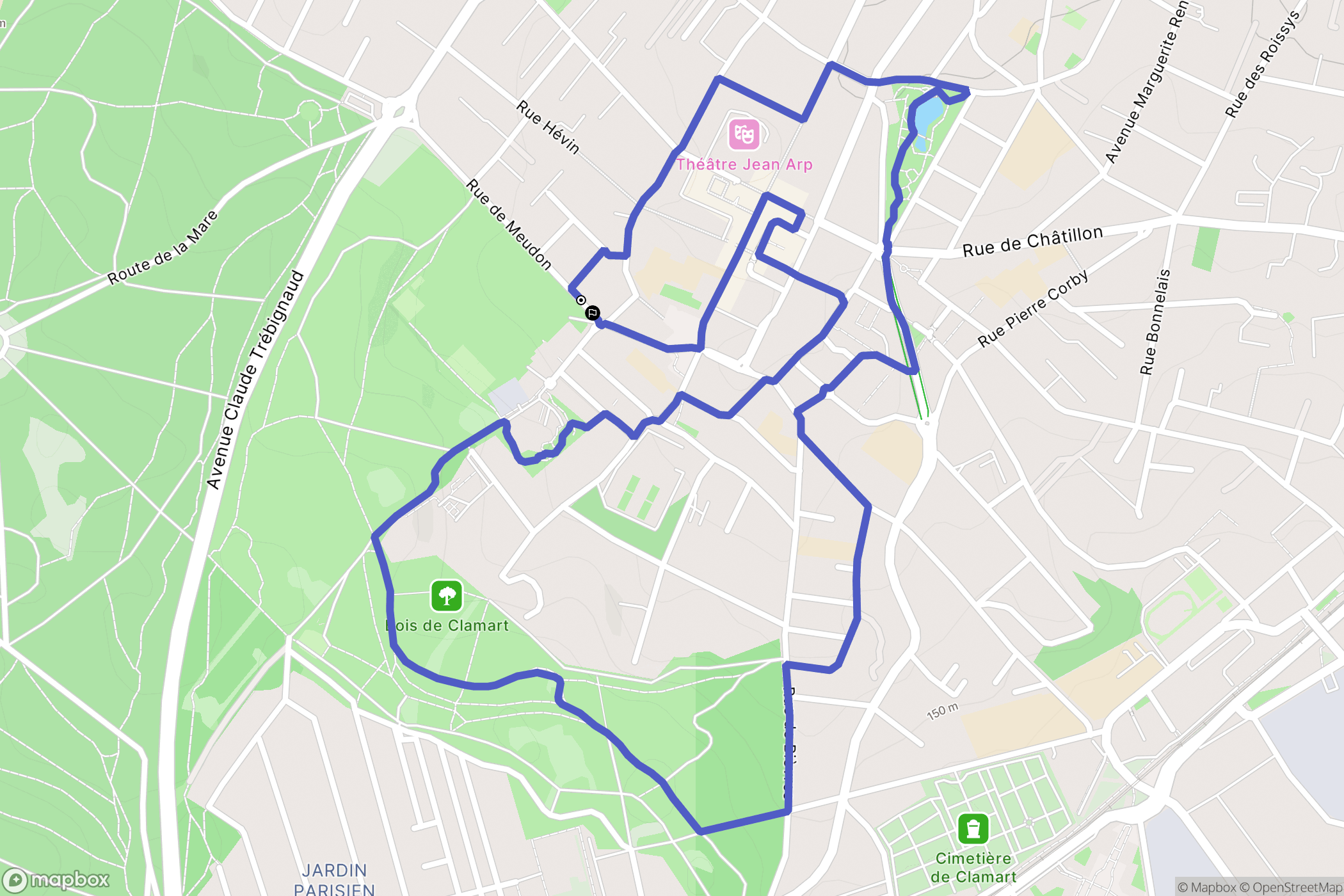 Clamart : carte du parcours de randonnée - France