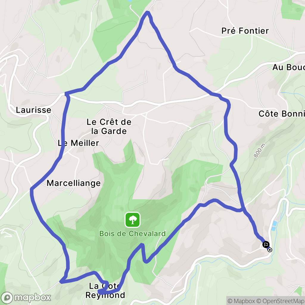 Saint-Christo-en-Jarez : carte du parcours de randonnée - France