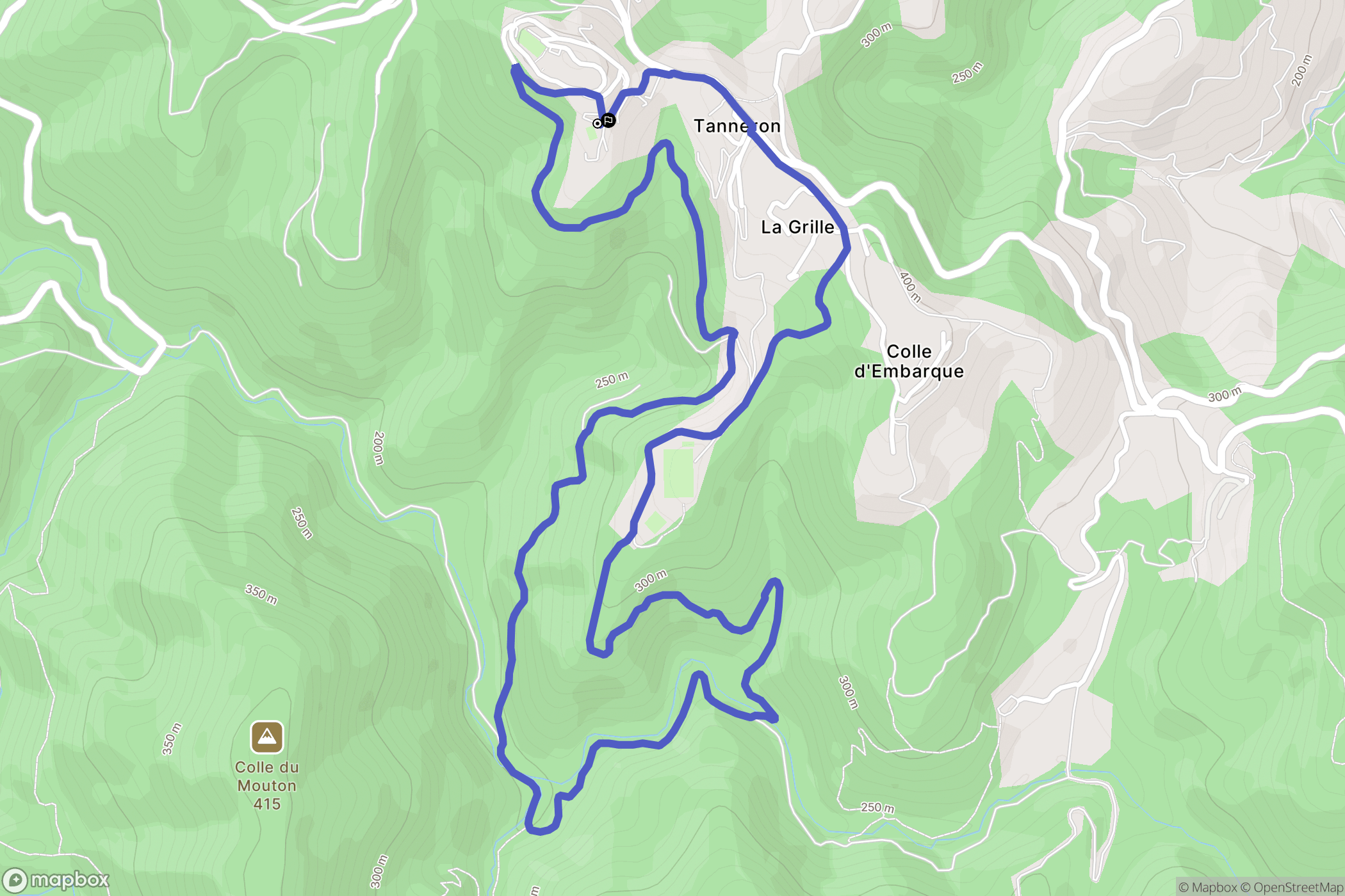 Tanneron : carte du parcours de randonnée - France