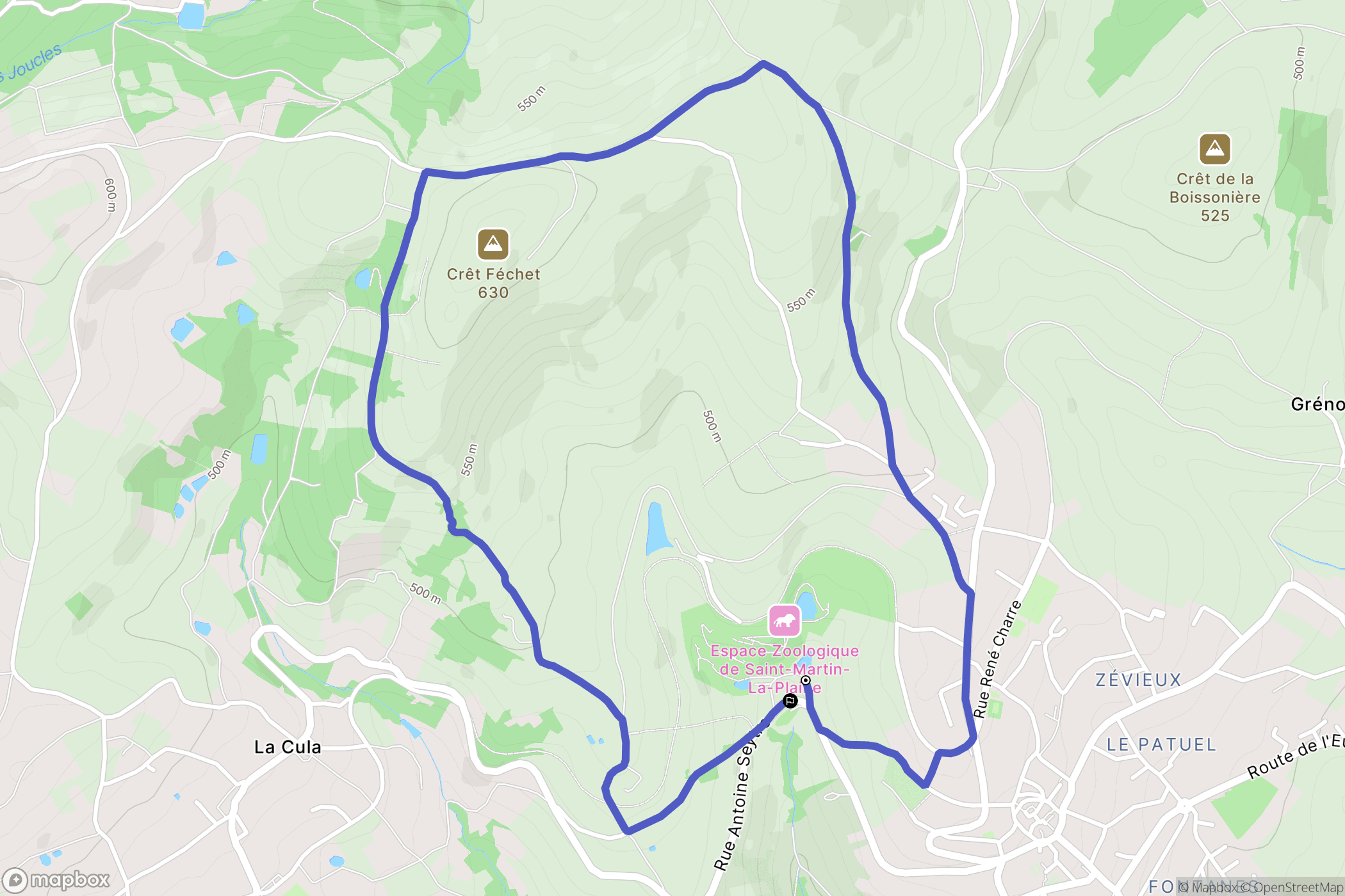 Saint-Martin-la-Plaine : carte du parcours de randonnée - France