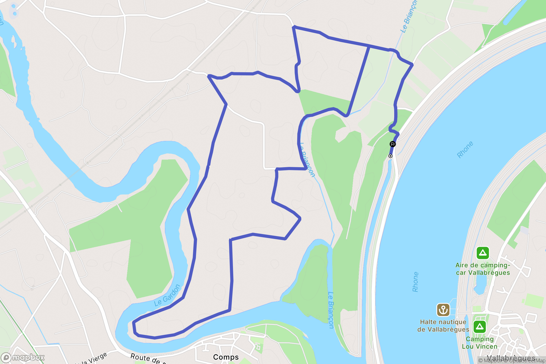 Vallabrègues : carte du parcours de randonnée - France