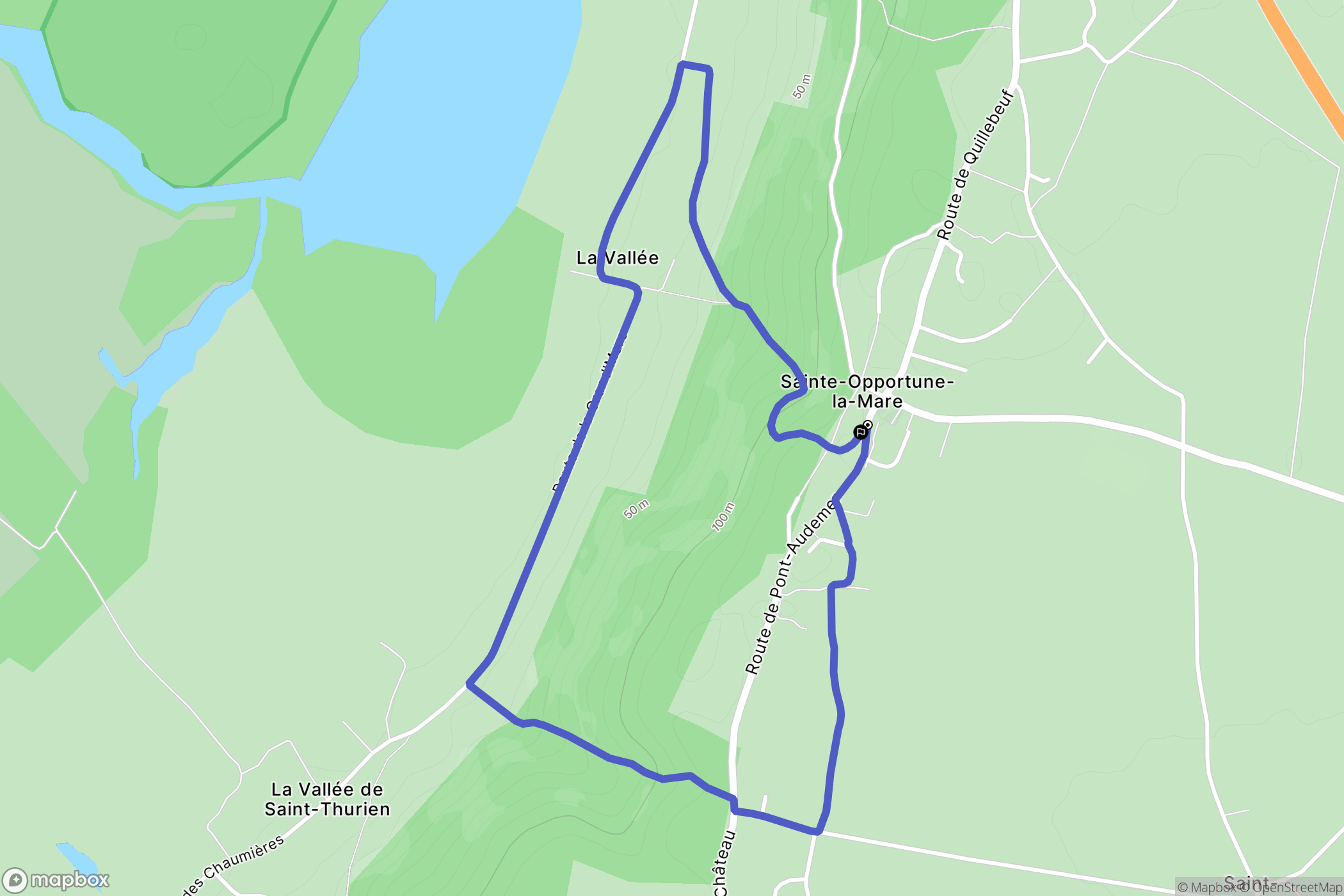 Sainte-Opportune-la-Mare : carte du parcours de randonnée - France
