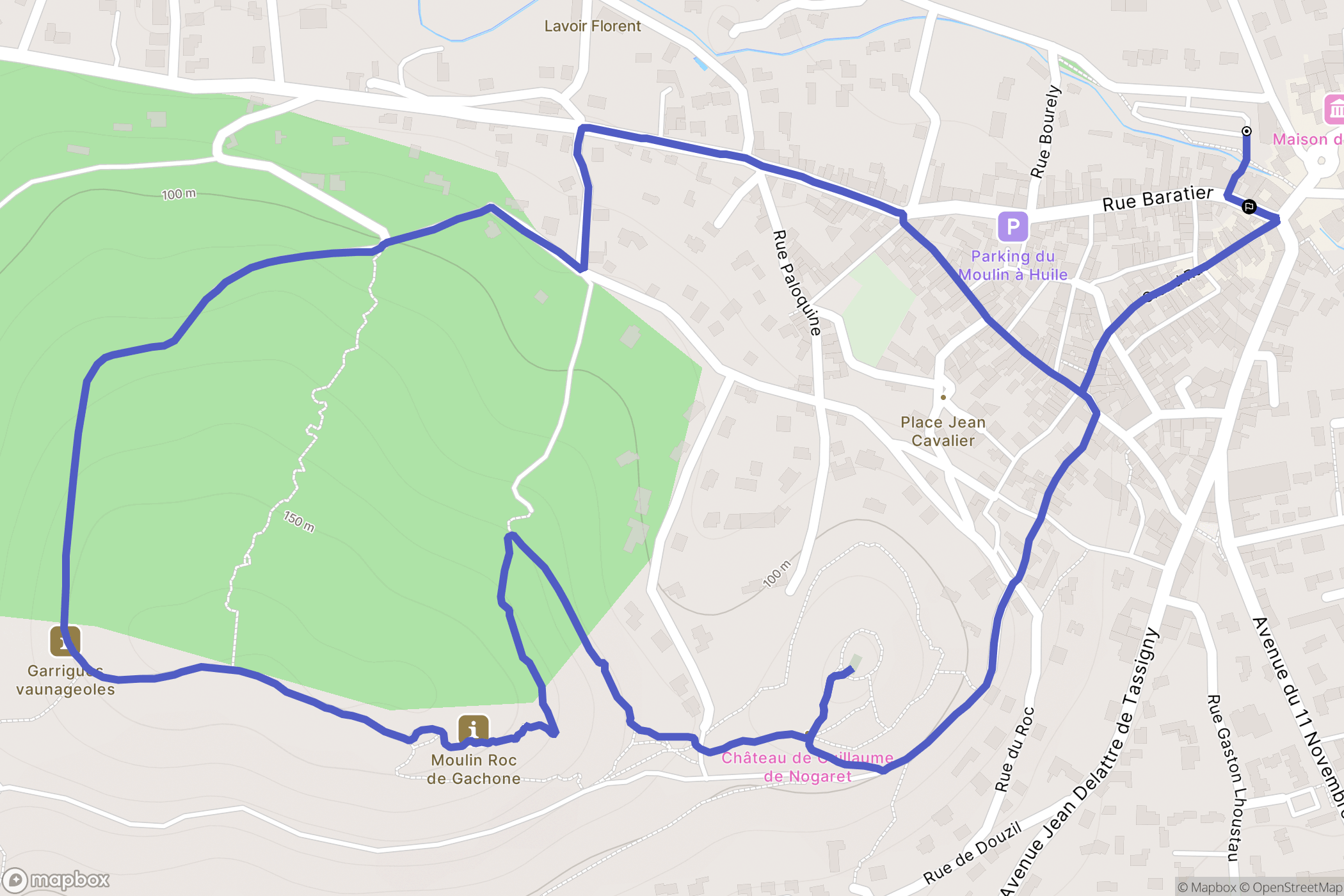 Calvisson : carte du parcours de randonnée - France