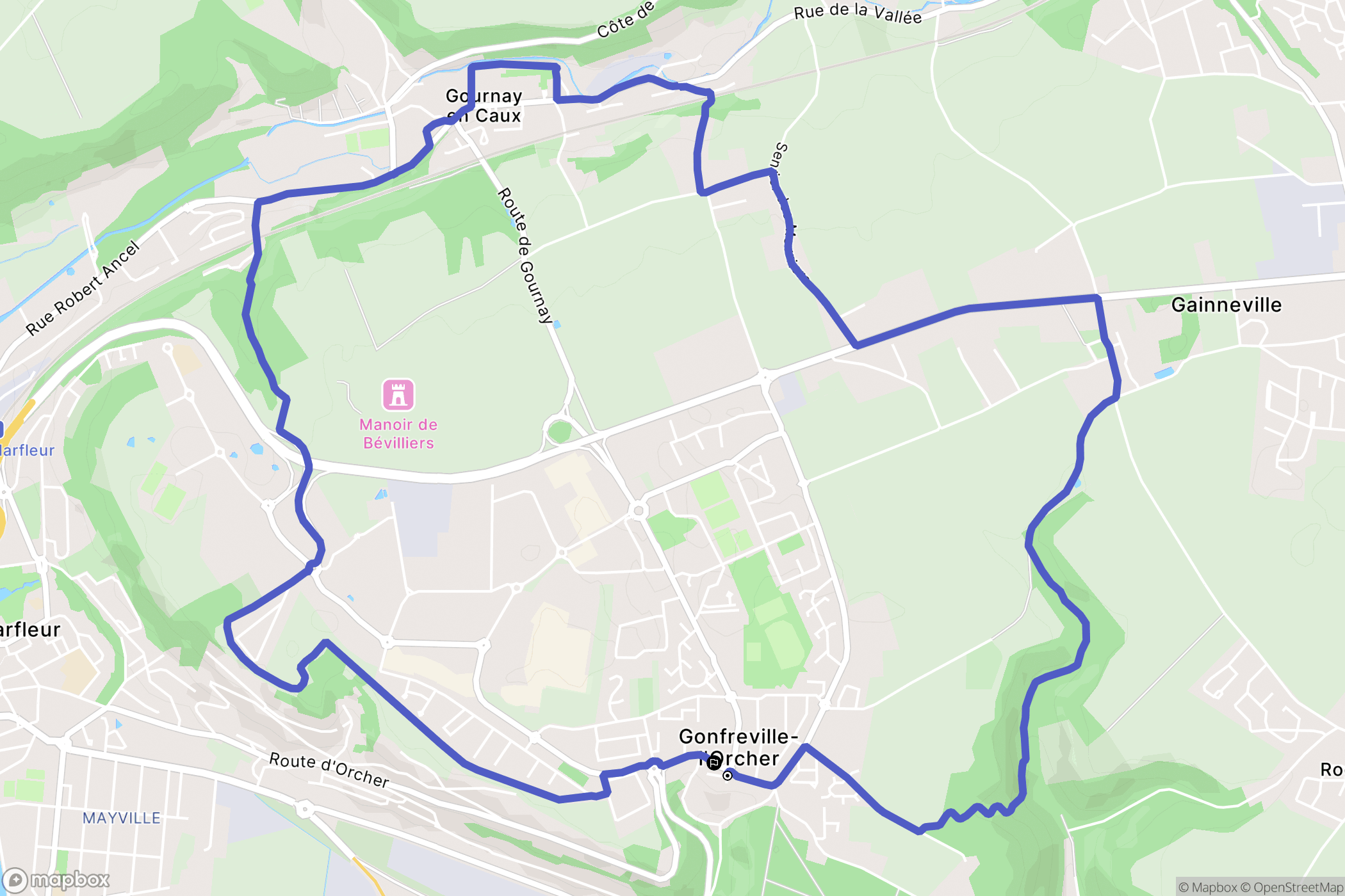Gonfreville-l'Orcher : carte du parcours de randonnée - France