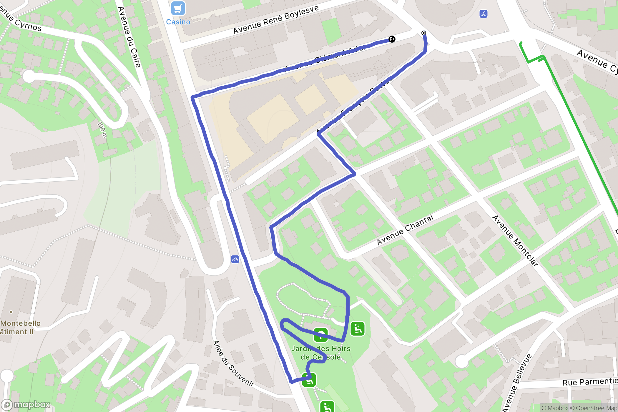 Nice : carte du parcours de randonnée - France