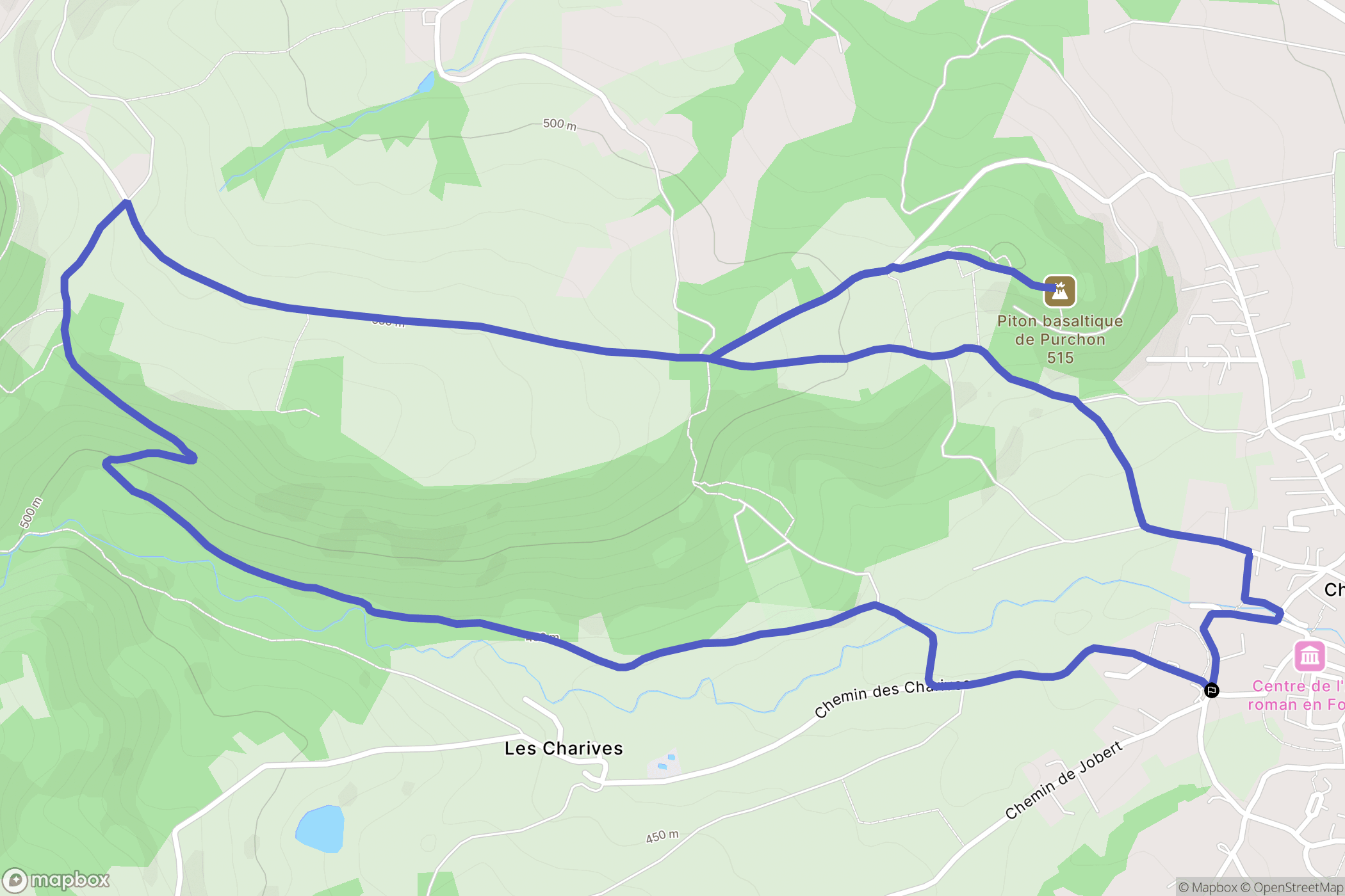 Champdieu : carte du parcours de randonnée - France