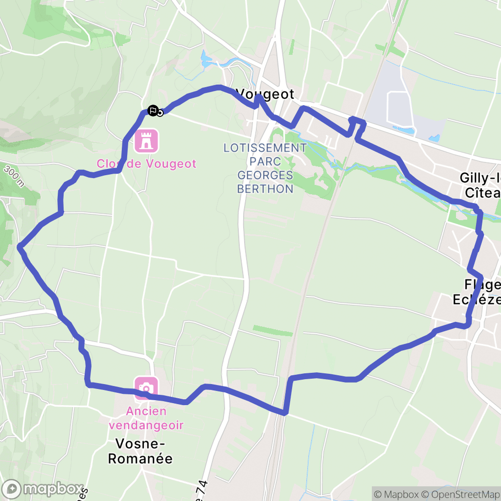 Vougeot : carte du parcours de randonnée - France