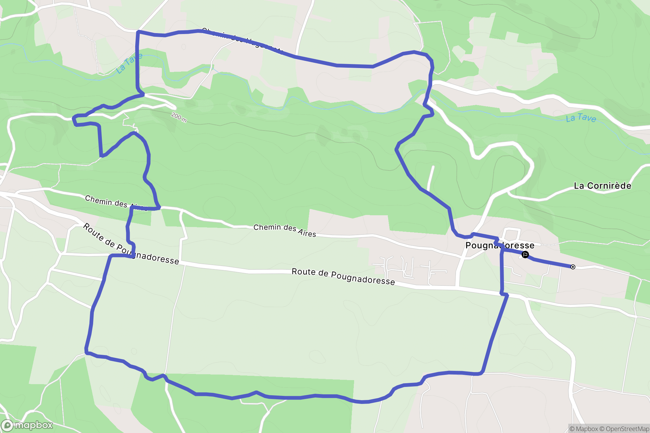 Pougnadoresse : carte du parcours de randonnée - France