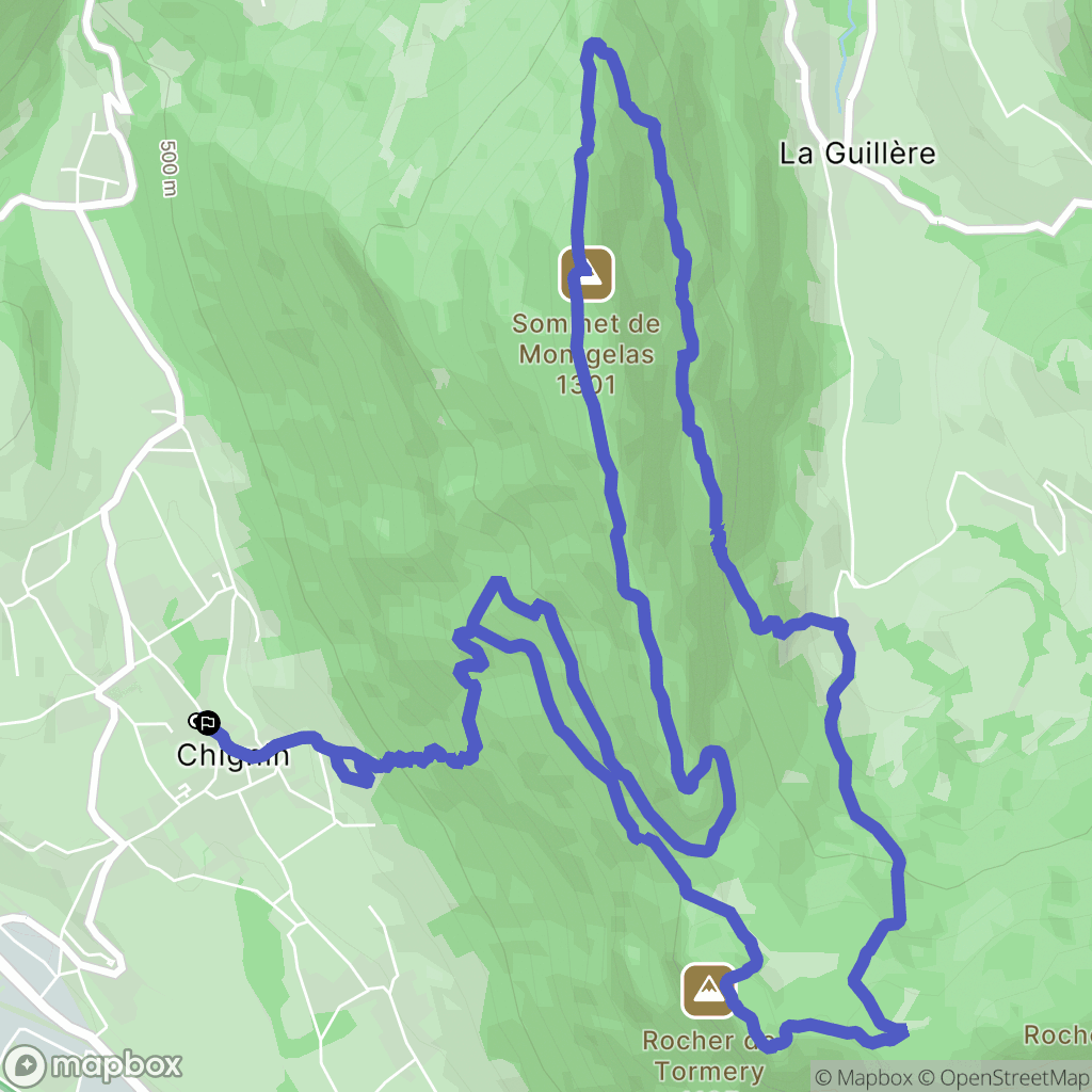 Chignin : carte du parcours de randonnée - France