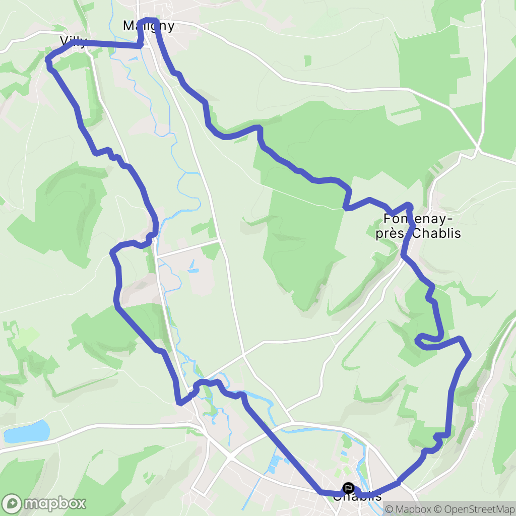 Chablis : carte du parcours de randonnée - France