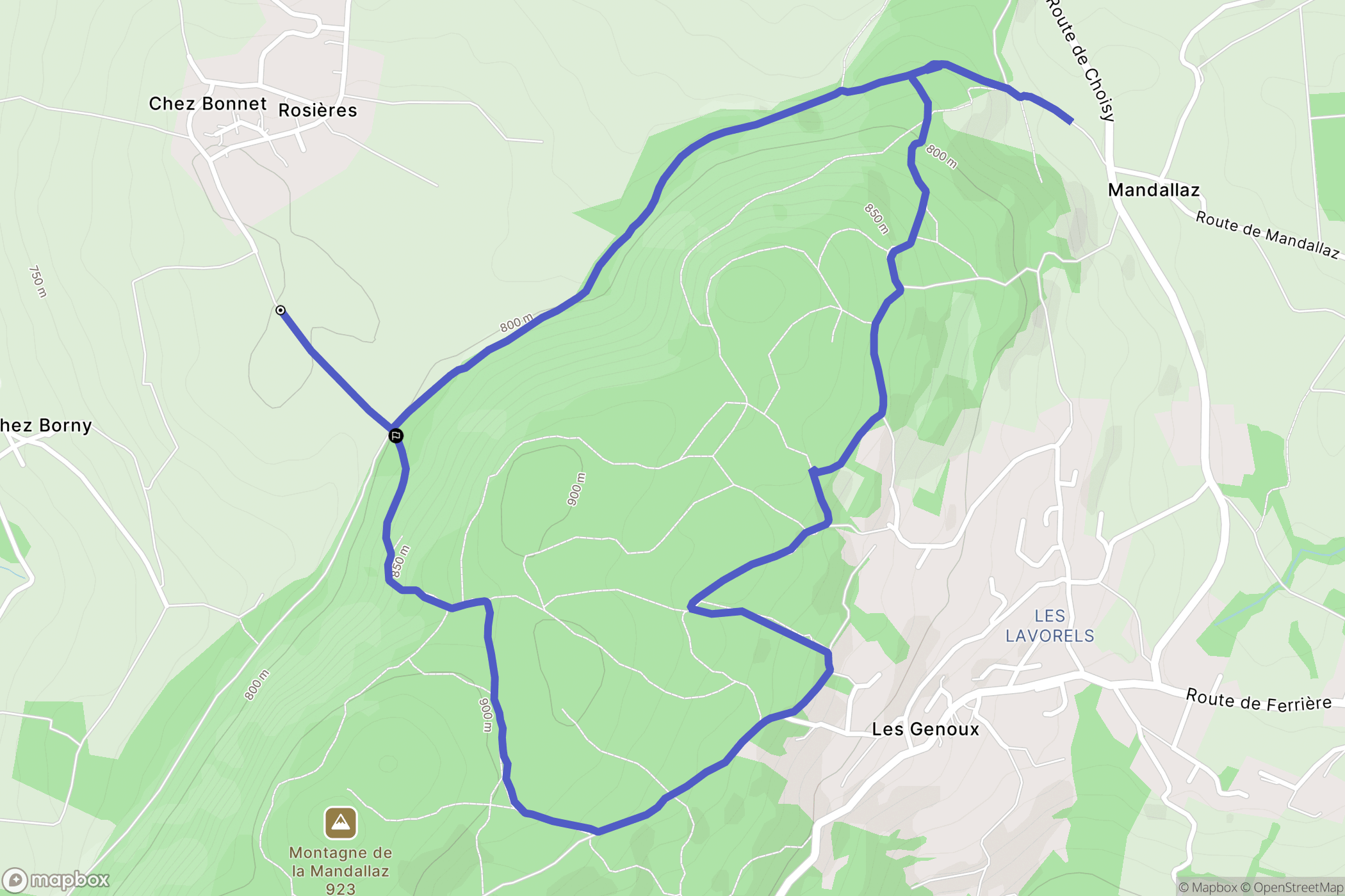 Choisy : carte du parcours de randonnée - France