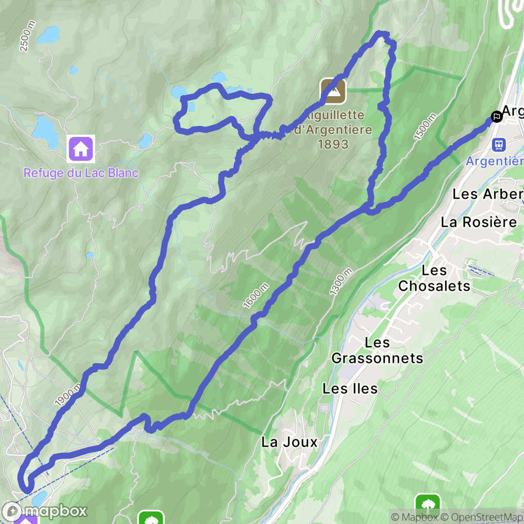 Argentière : carte du parcours de randonnée - France
