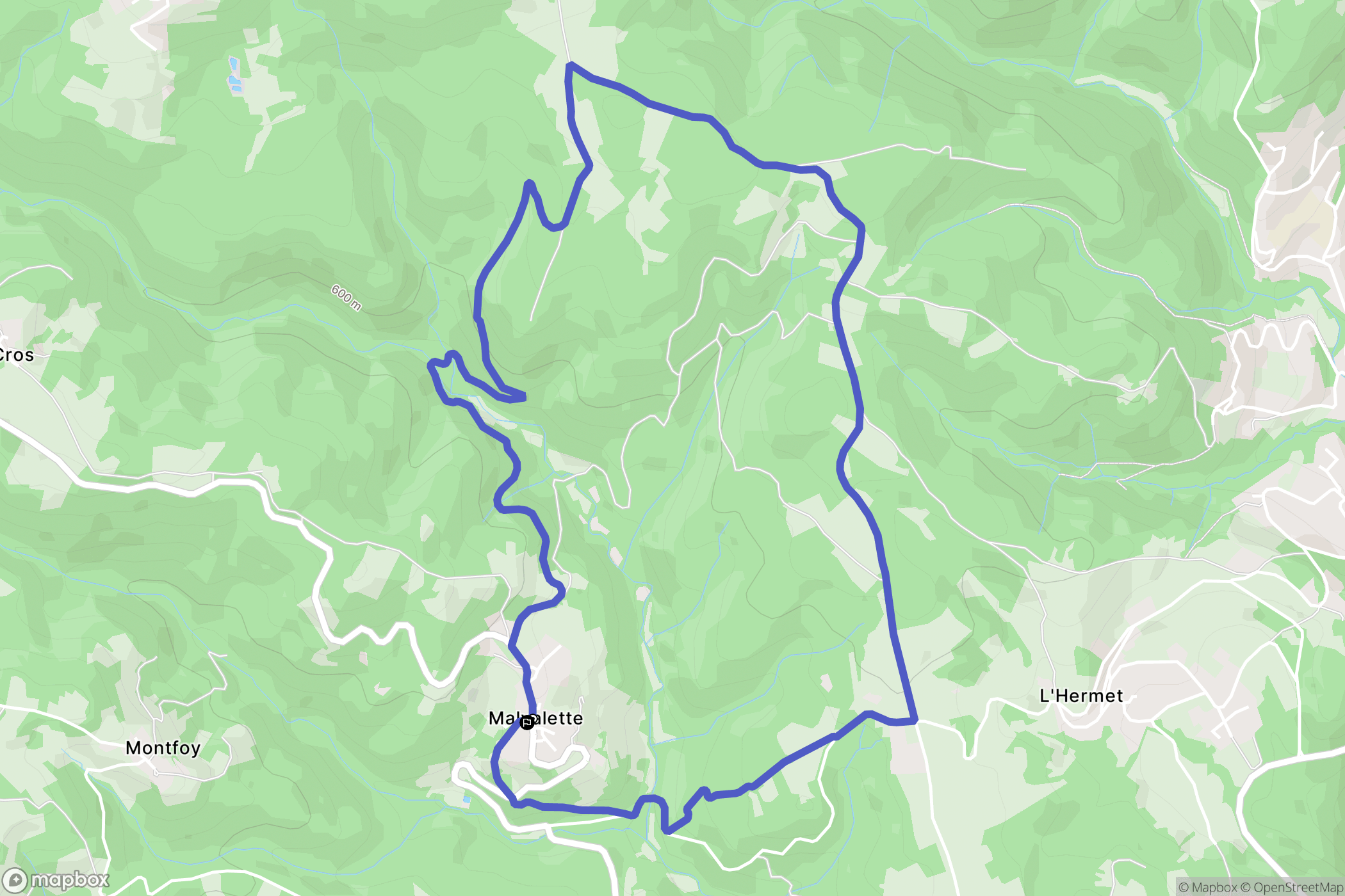 Malvalette : carte du parcours de randonnée - France