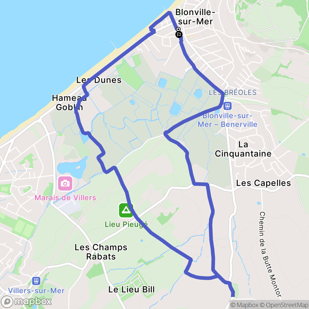 Blonville-sur-Mer : carte du parcours de randonnée - France