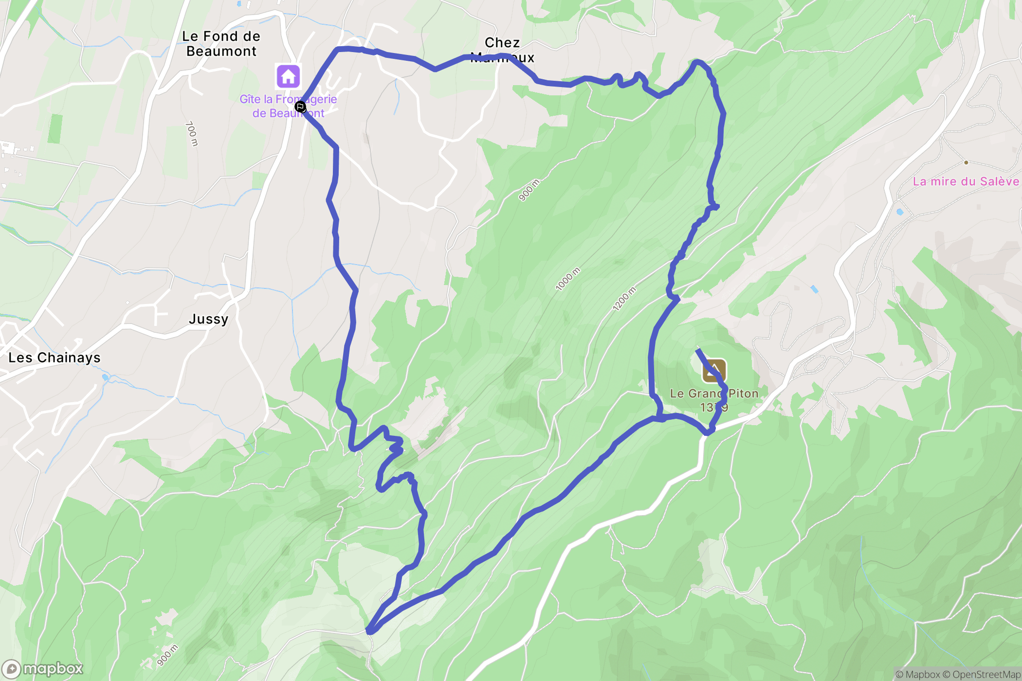 Beaumont : carte du parcours de randonnée - France