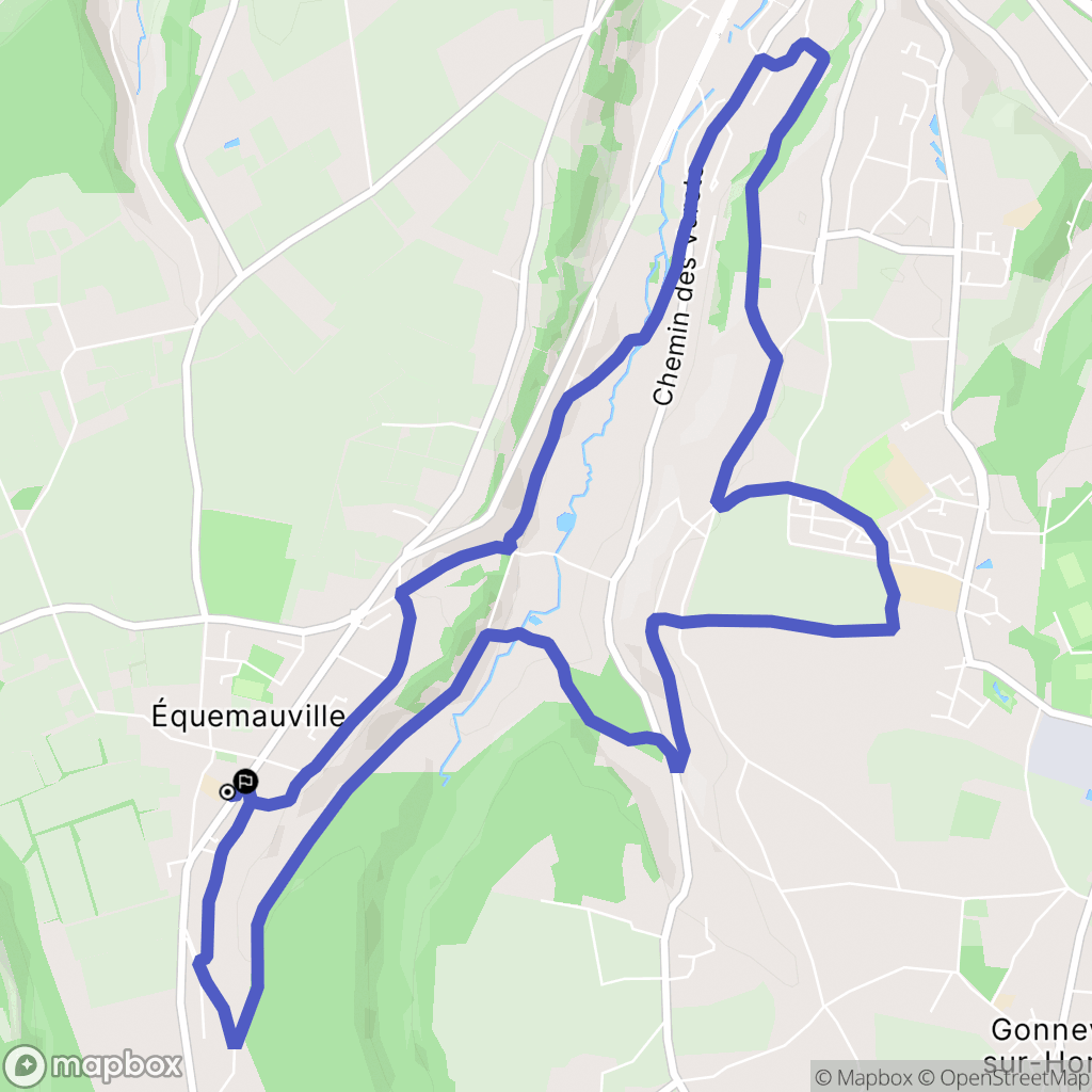 Équemauville : carte du parcours de randonnée - France