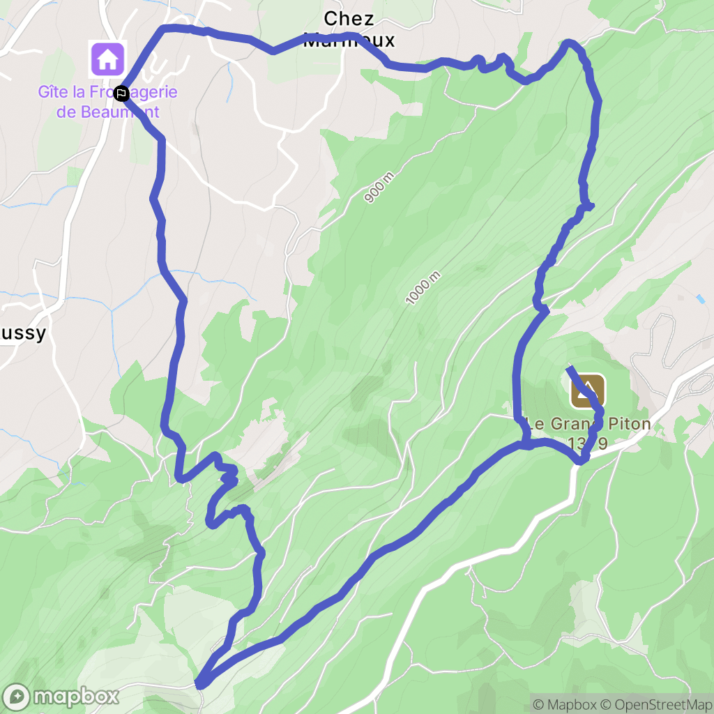 Beaumont : carte du parcours de randonnée - France