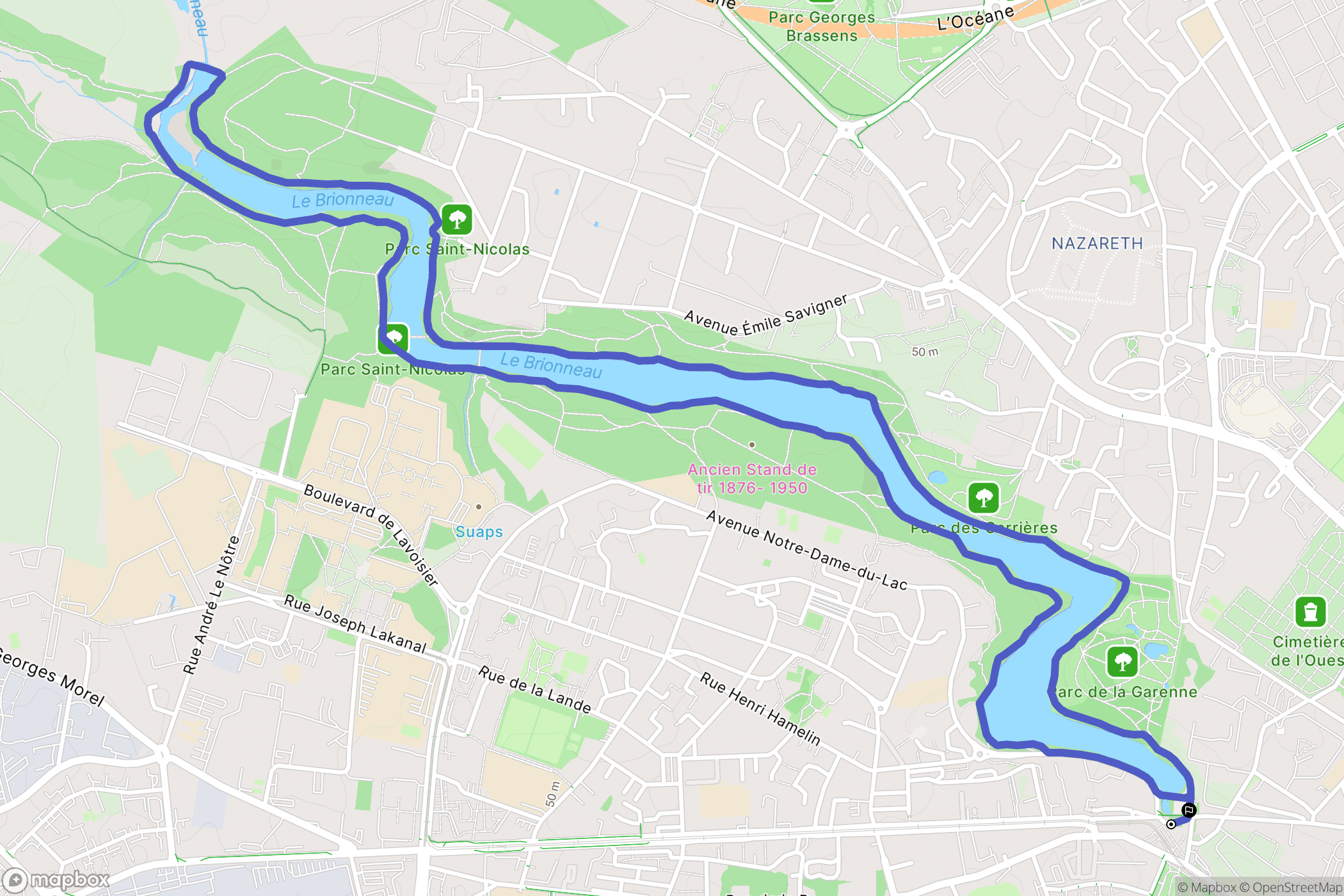 Angers : carte du parcours de randonnée - France