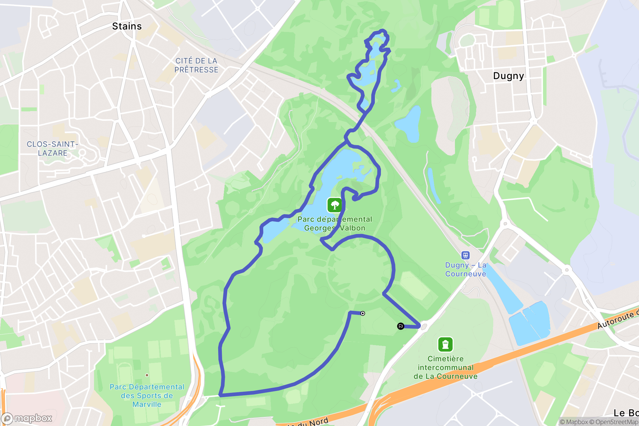 La Courneuve : carte du parcours de randonnée - France